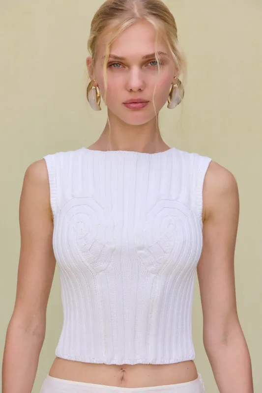 ANZU KNIT TOP - OFF WHITE sold by Cult Gaia