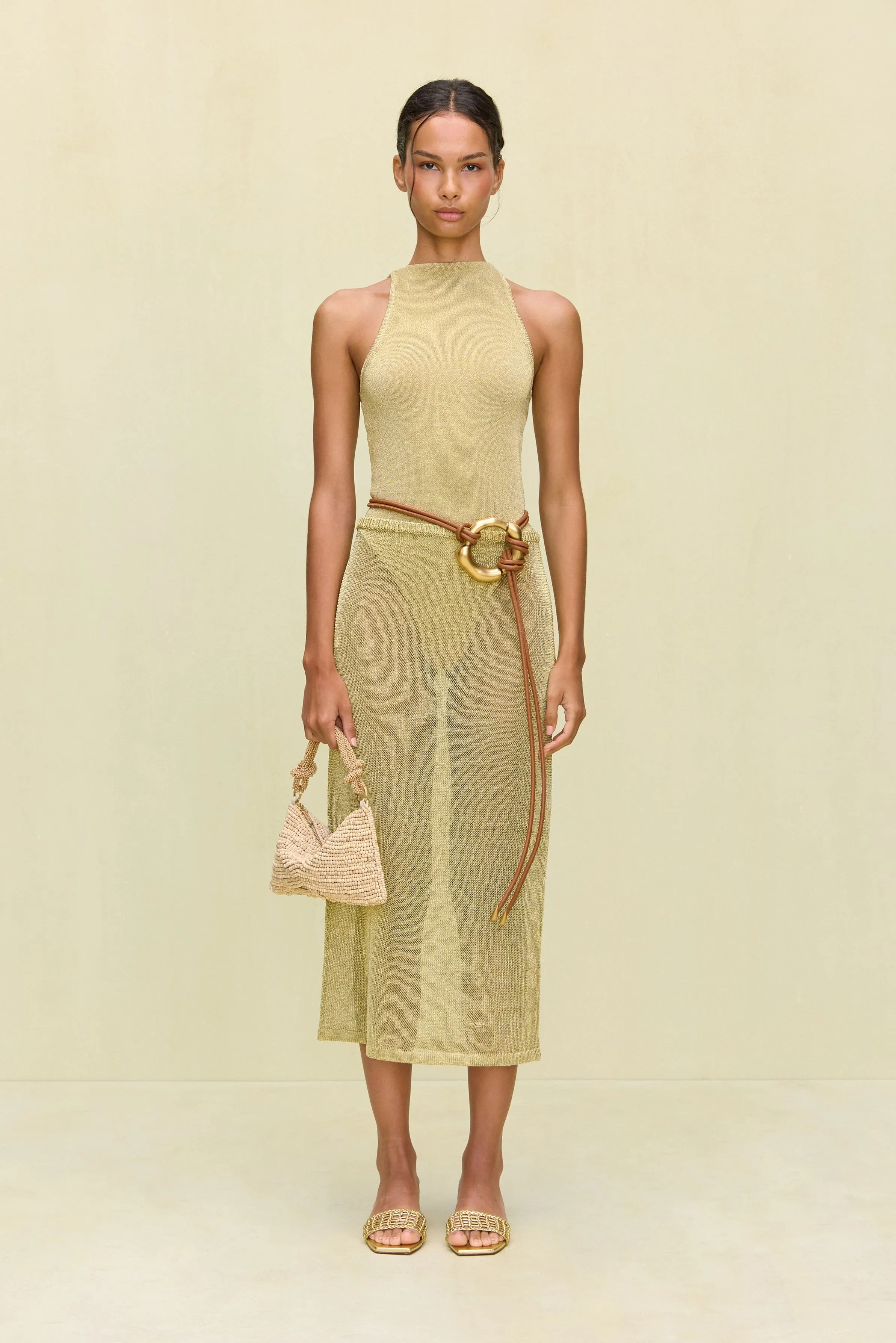 ANURA KNIT SKIRT - GOLD sold by Cult Gaia