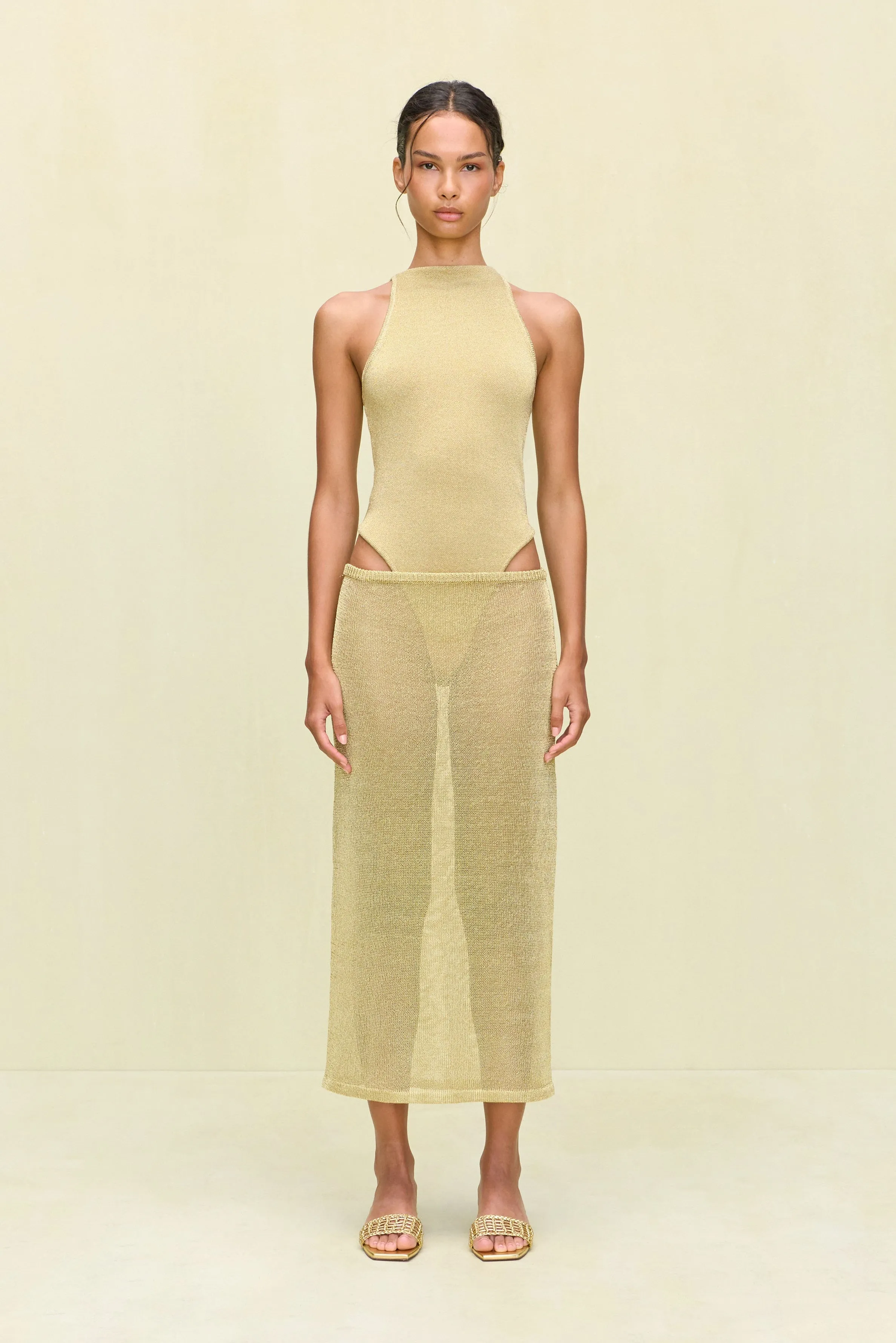 CASSIUS KNIT BODYSUIT - GOLD sold by Cult Gaia product image thumbnail 3