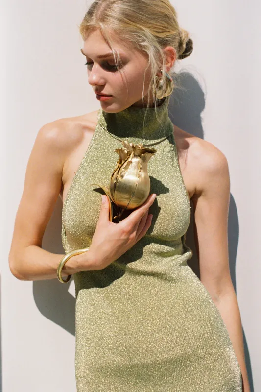 FLORAH CLUTCH - ANTIQUE BRASS sold by Cult Gaia