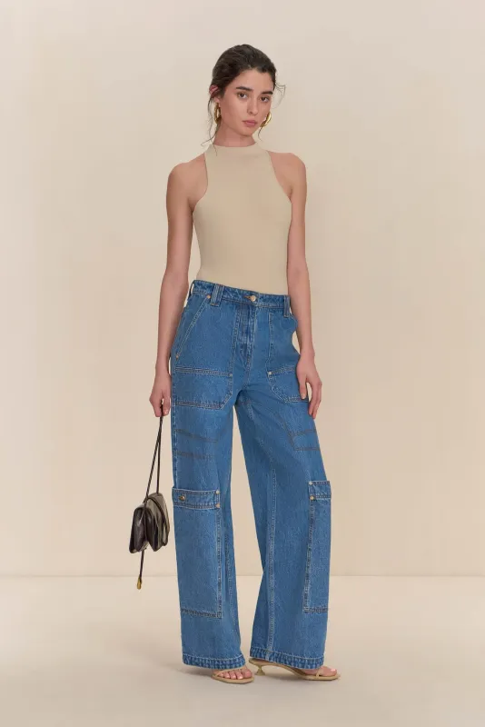 WYNN PANT - MEDIUM STONE WASH sold by Cult Gaia