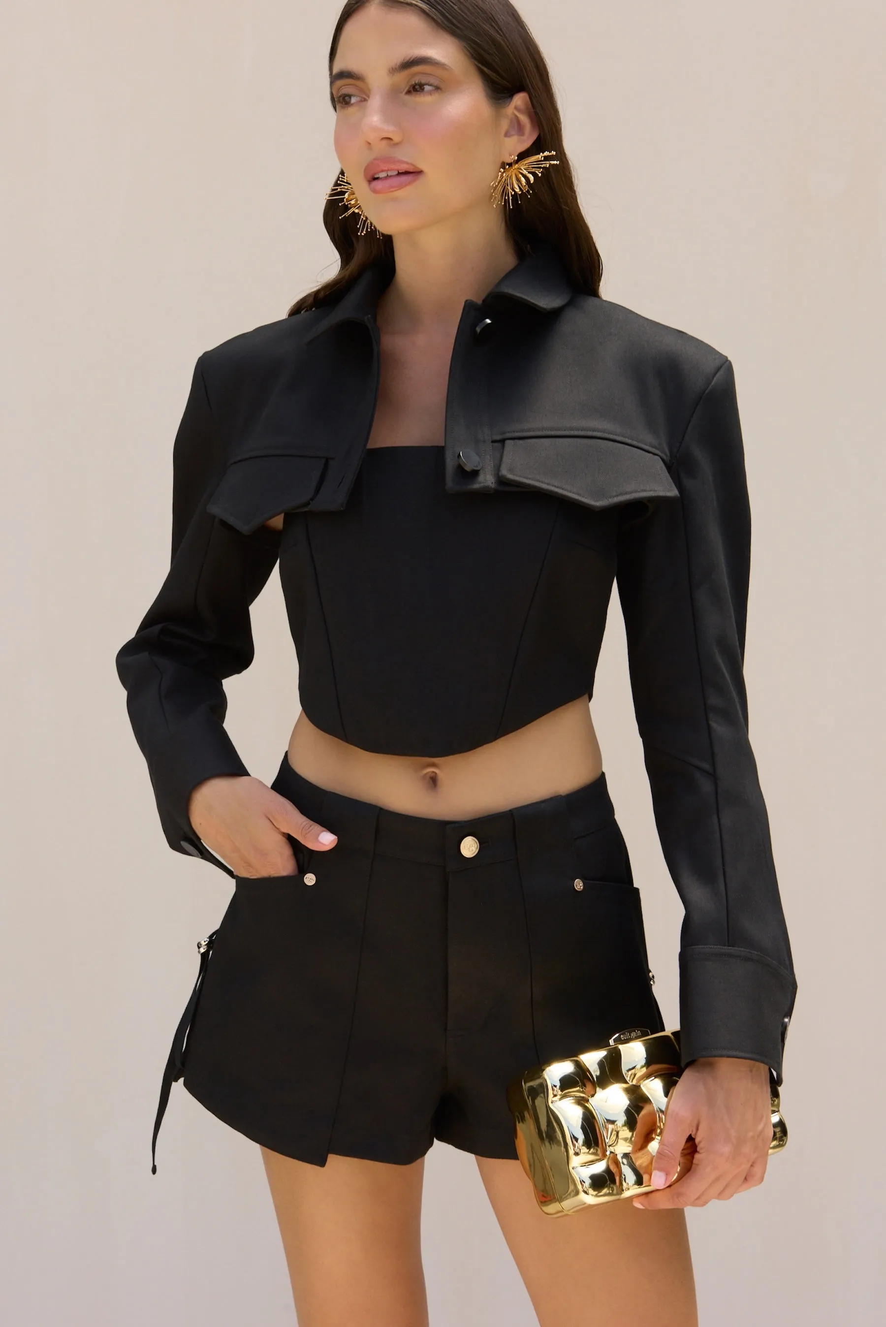 SHELLEY SHORT - BLACK sold by Cult Gaia