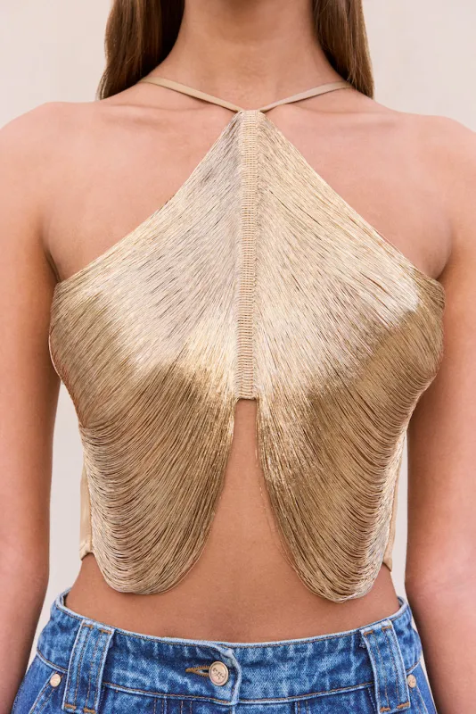 QUELLA TOP - LIGHT GOLD sold by Cult Gaia