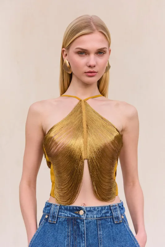 QUELLA TOP - DARK GOLD sold by Cult Gaia