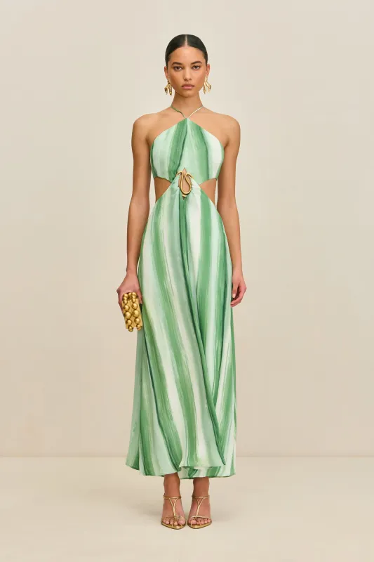 ESMERALDA DRESS - CALLA LILY PAINTED STRIPE sold by Cult Gaia