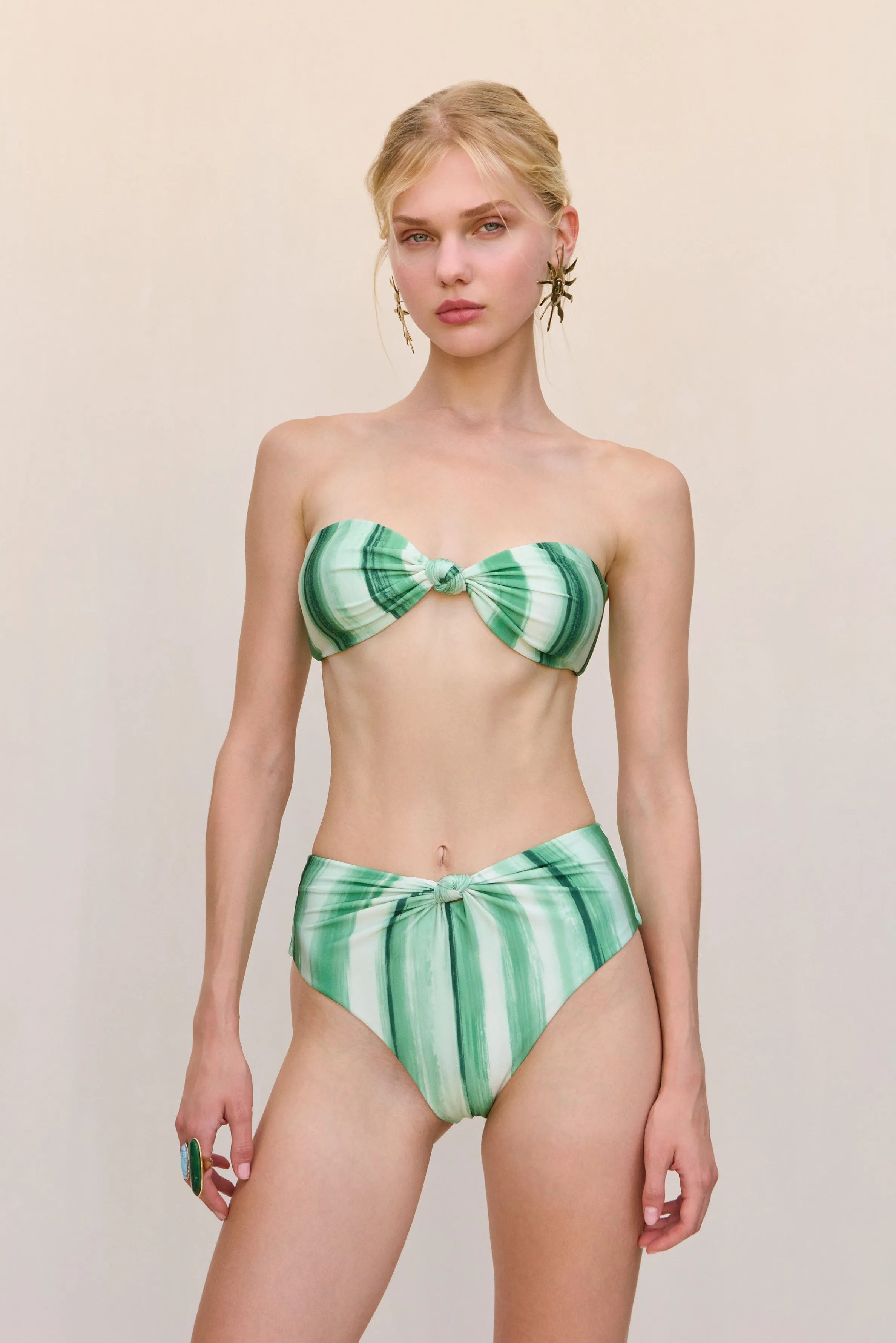 OSWIN BIKINI BOTTOM - CALLA LILY PAINTED STRIPE sold by Cult Gaia product image thumbnail 4