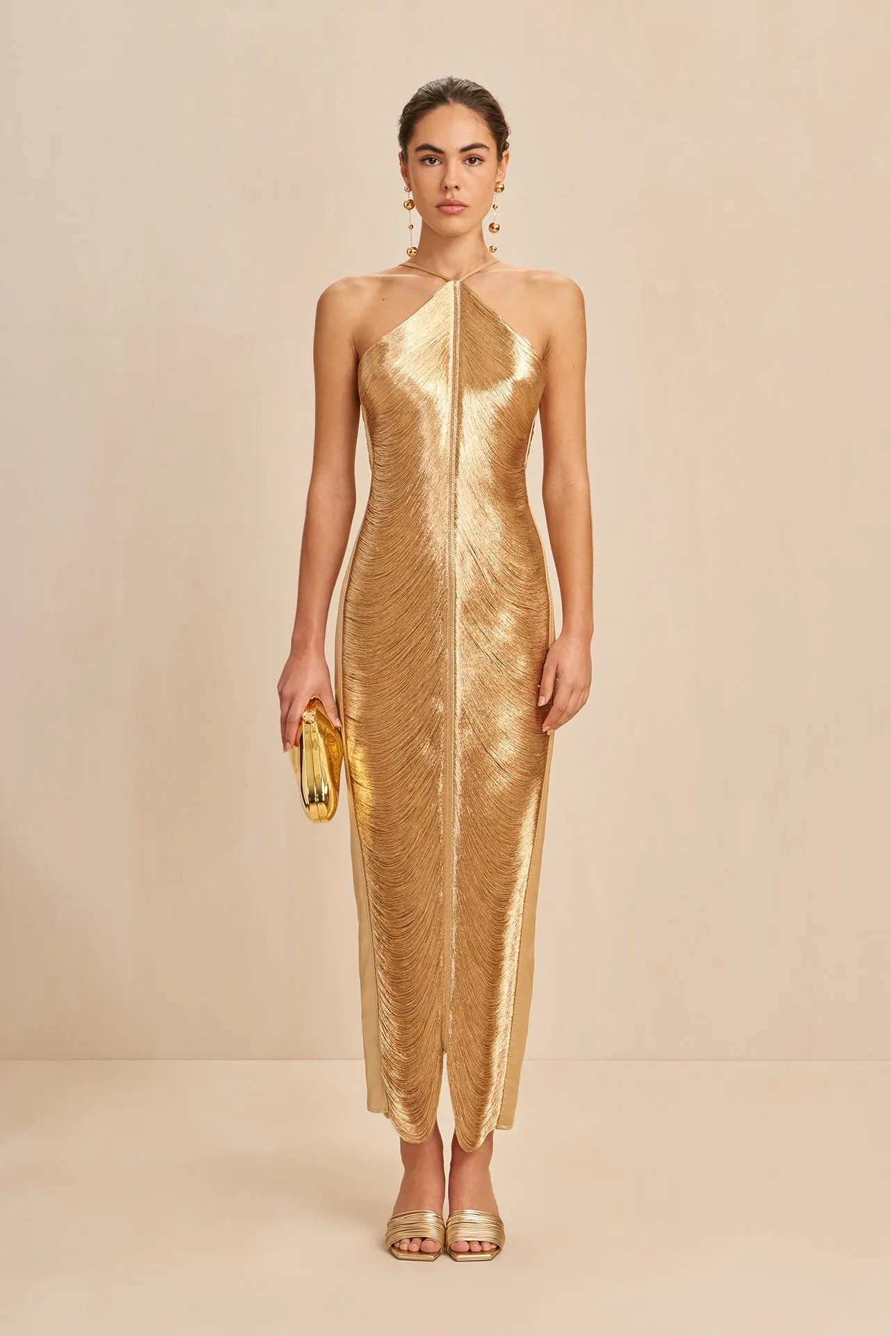 RENATA GOWN - LIGHT GOLD sold by Cult Gaia