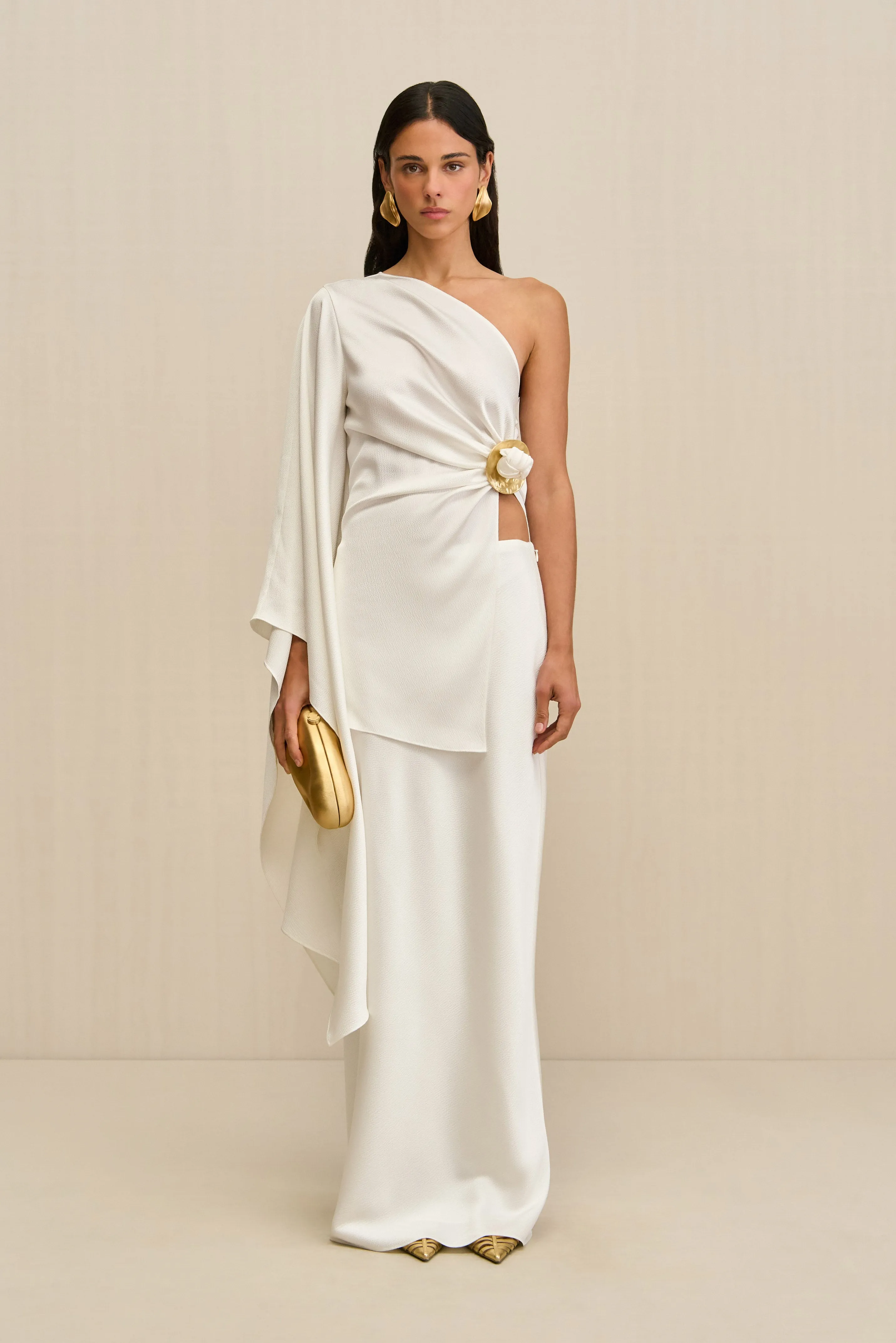 CHANTEL SKIRT - OFF WHITE CREPE sold by Cult Gaia