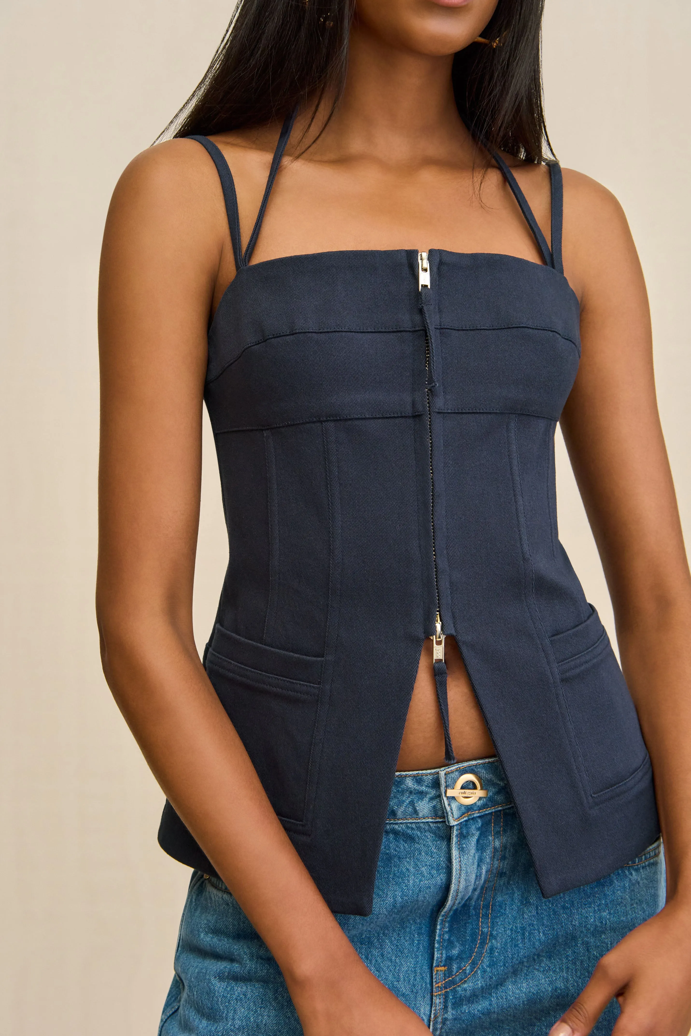 KATELLA TOP - DEEP LAKE sold by Cult Gaia