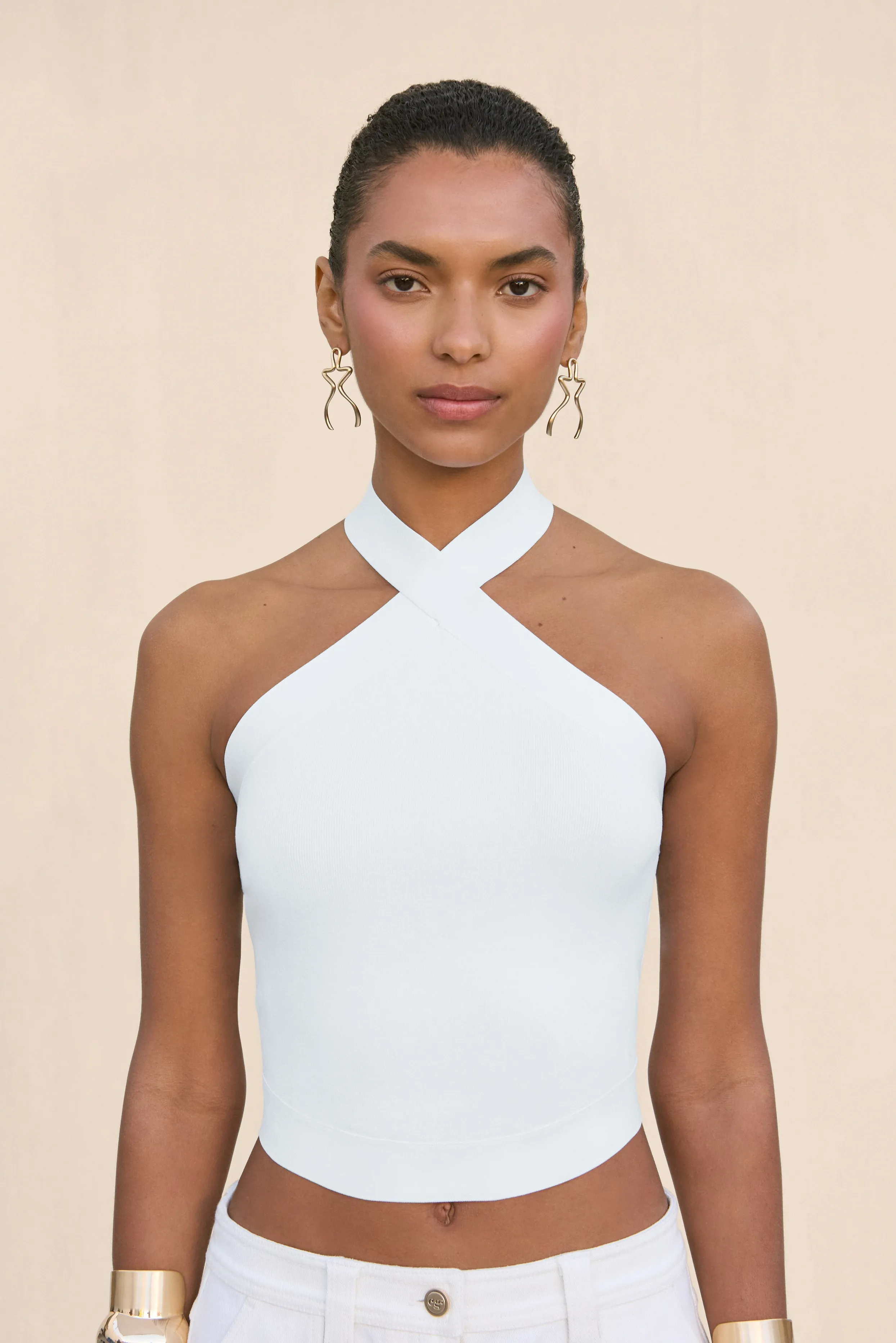 LOUISA KNIT TOP - OFF WHITE sold by Cult Gaia