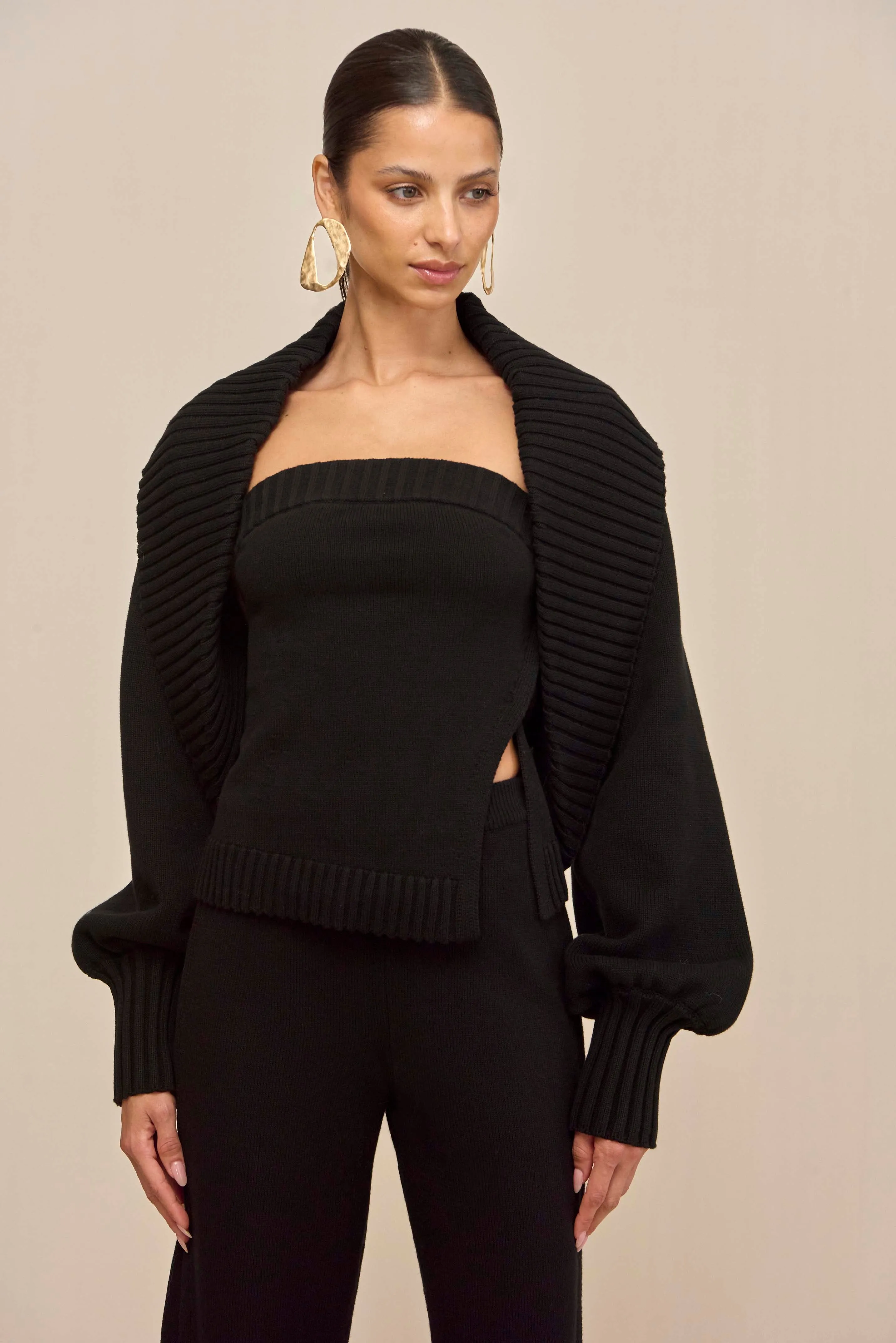 COREY KNIT CARDIGAN - BLACK sold by Cult Gaia