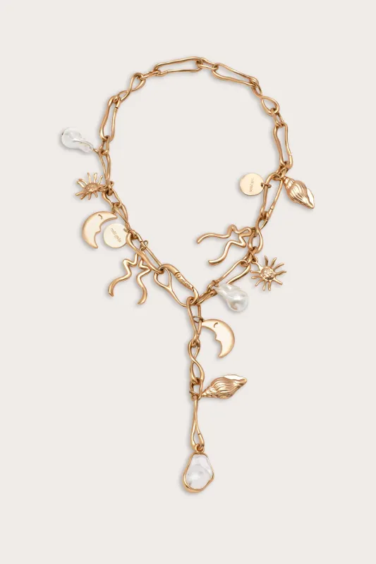 ASTRID CHARM NECKLACE - BRUSHED BRASS sold by Cult Gaia