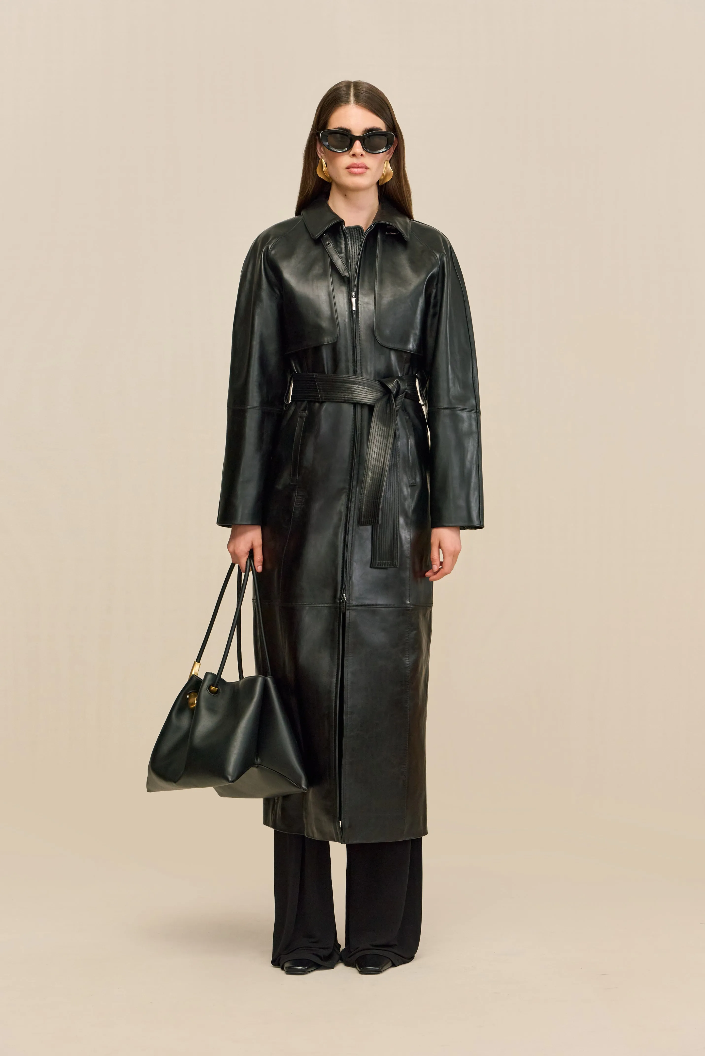 HAMMER TRENCH COAT - BLACK sold by Cult Gaia