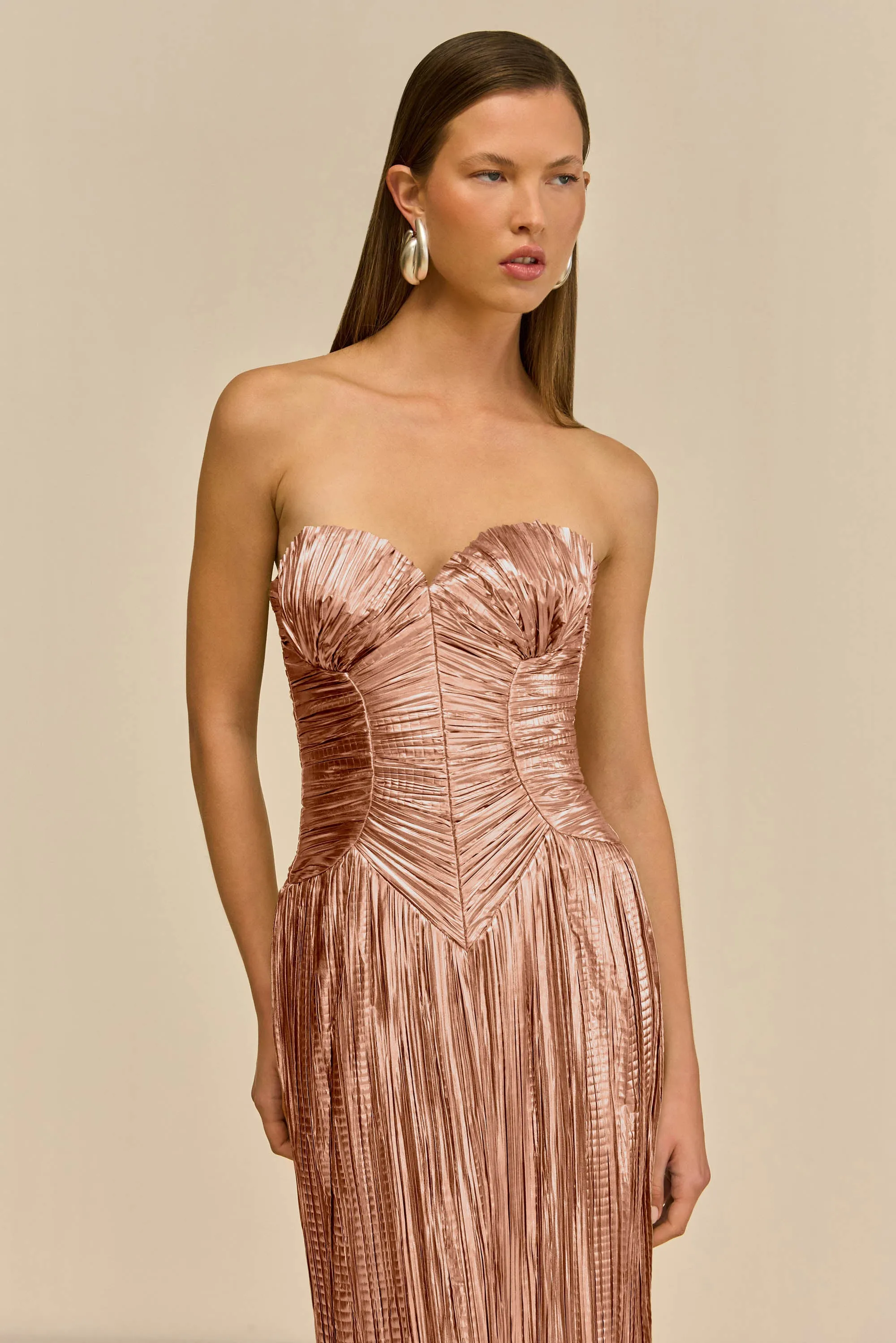 ASHIKA GOWN - PETAL METALLIC sold by Cult Gaia