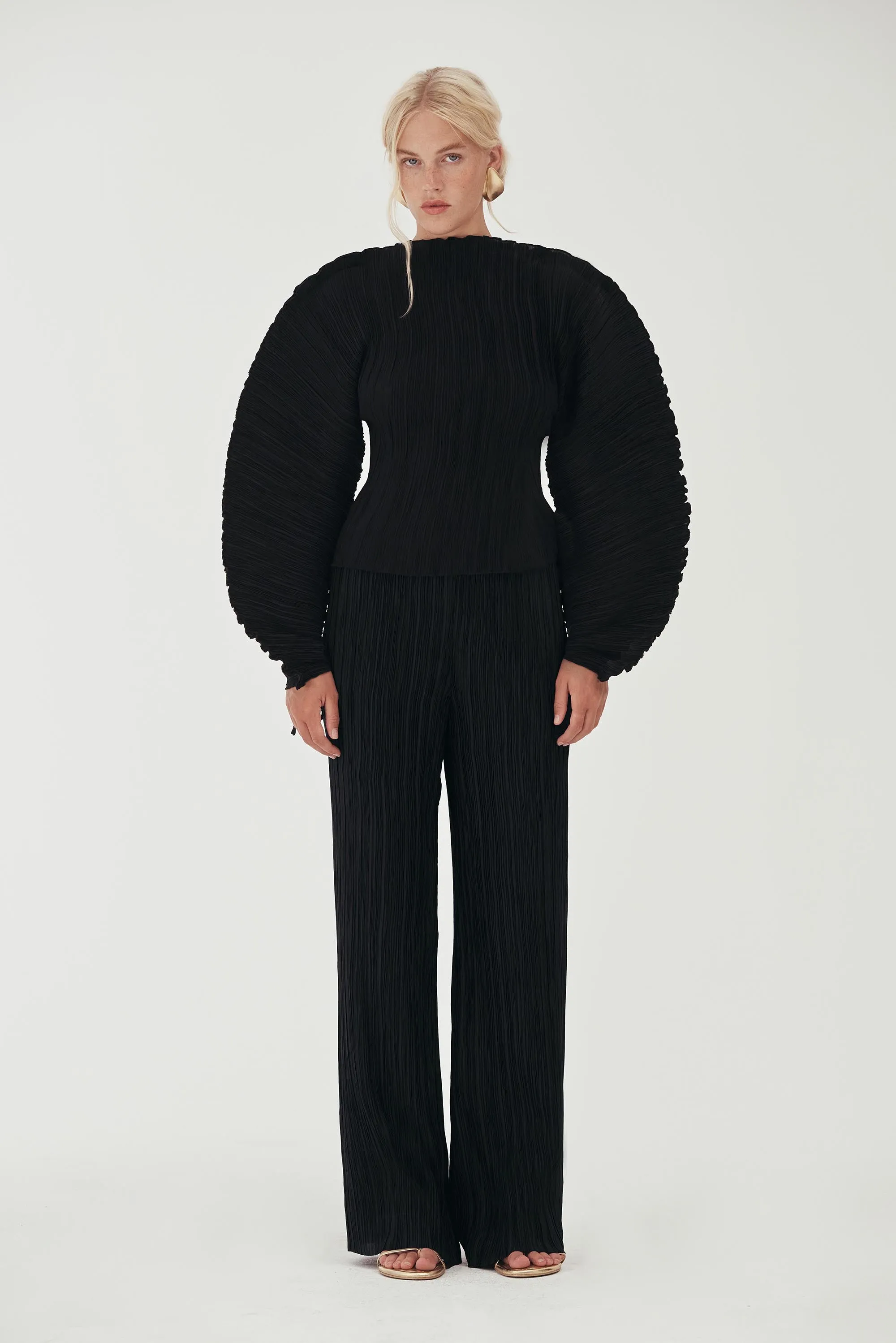 STACIE PANT - BLACK PLISSÉ sold by Cult Gaia product image thumbnail 2
