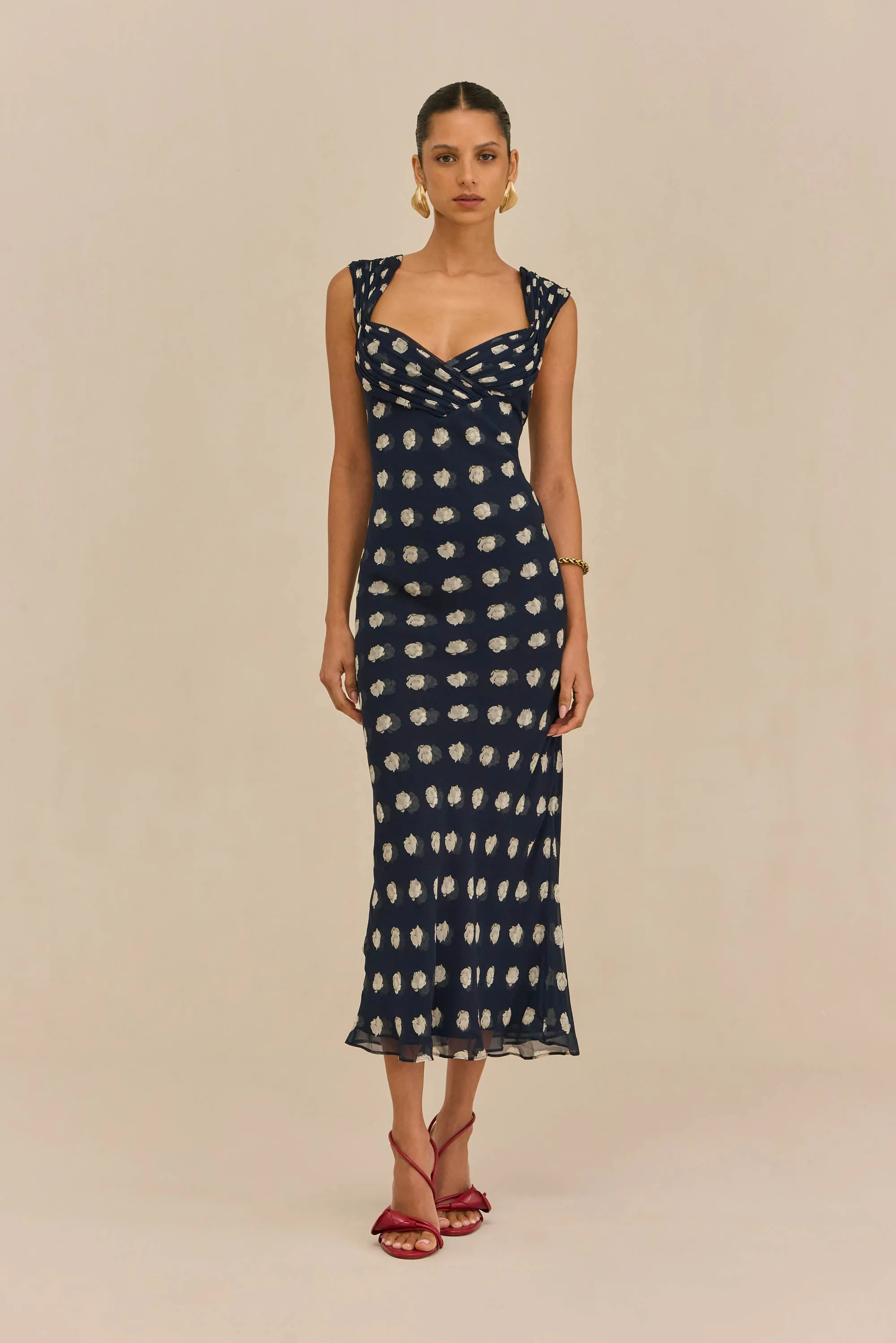 ELISEO DRESS - SMALL DOT DEEP LAKE sold by Cult Gaia