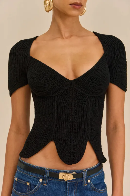 ELIZA KNIT TOP - BLACK sold by Cult Gaia
