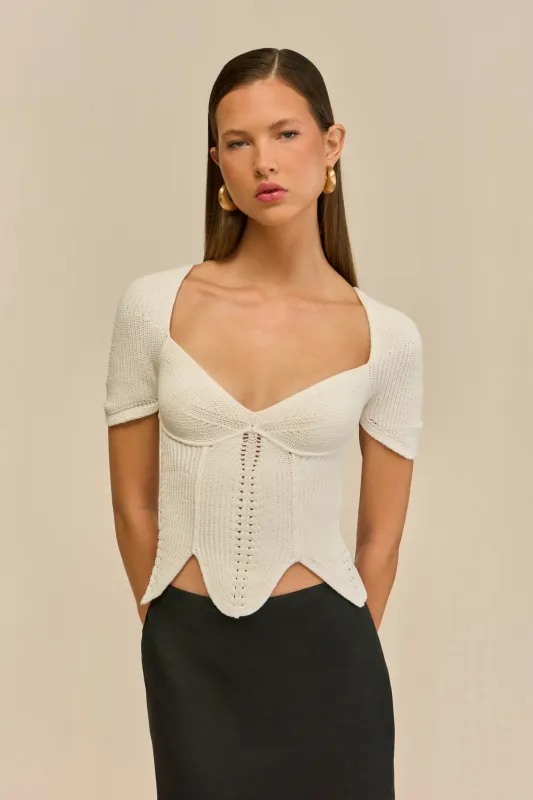 ELIZA KNIT TOP - OFF WHITE sold by Cult Gaia