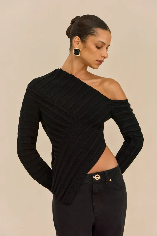 JAIDAN KNIT TOP - BLACK sold by Cult Gaia