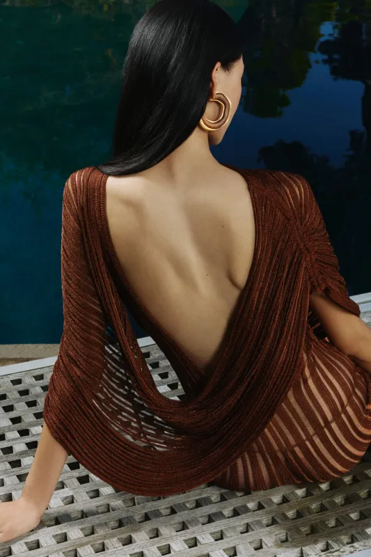 KAYA KNIT DRESS - SADDLE sold by Cult Gaia