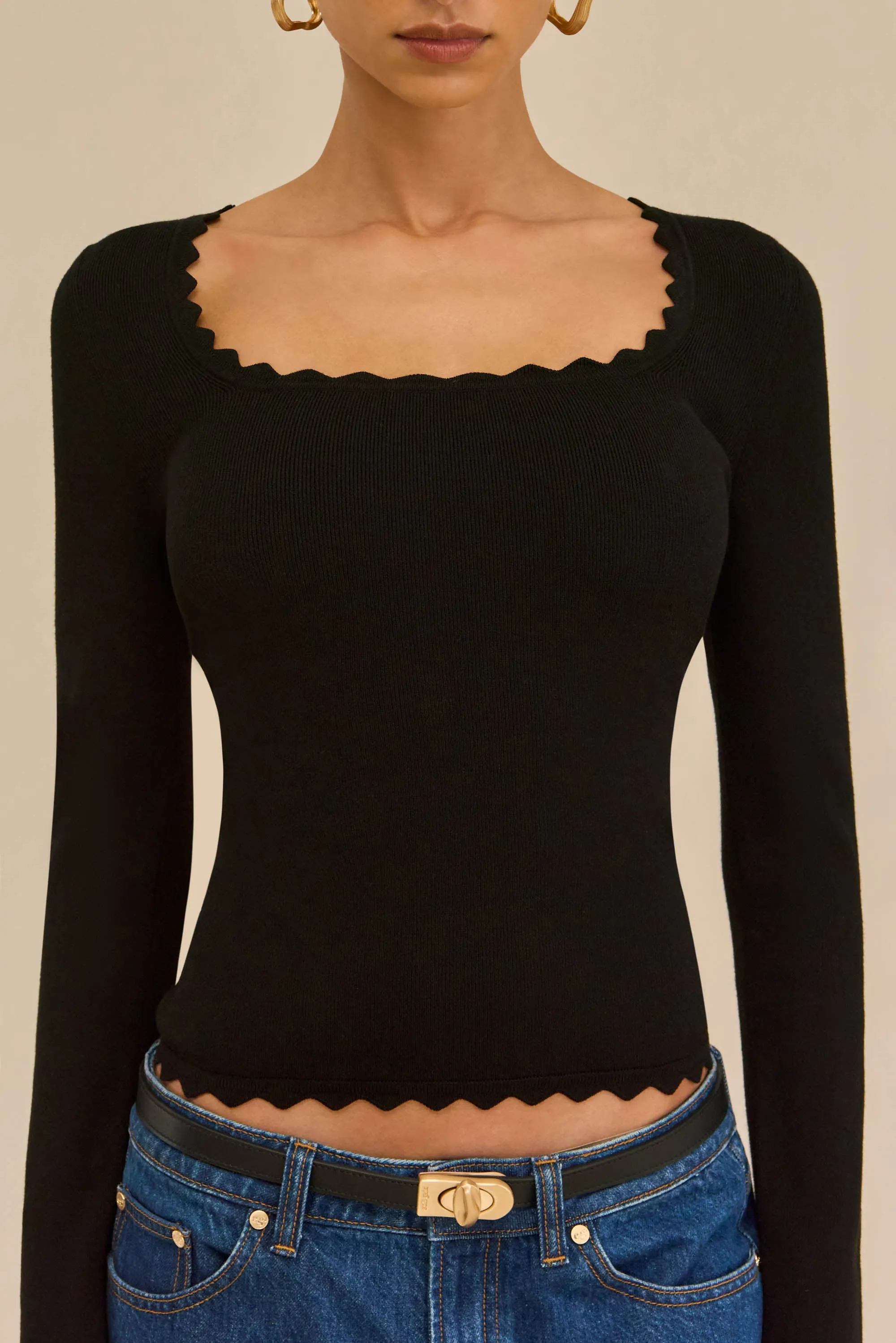 JEAN KNIT TOP - BLACK sold by Cult Gaia