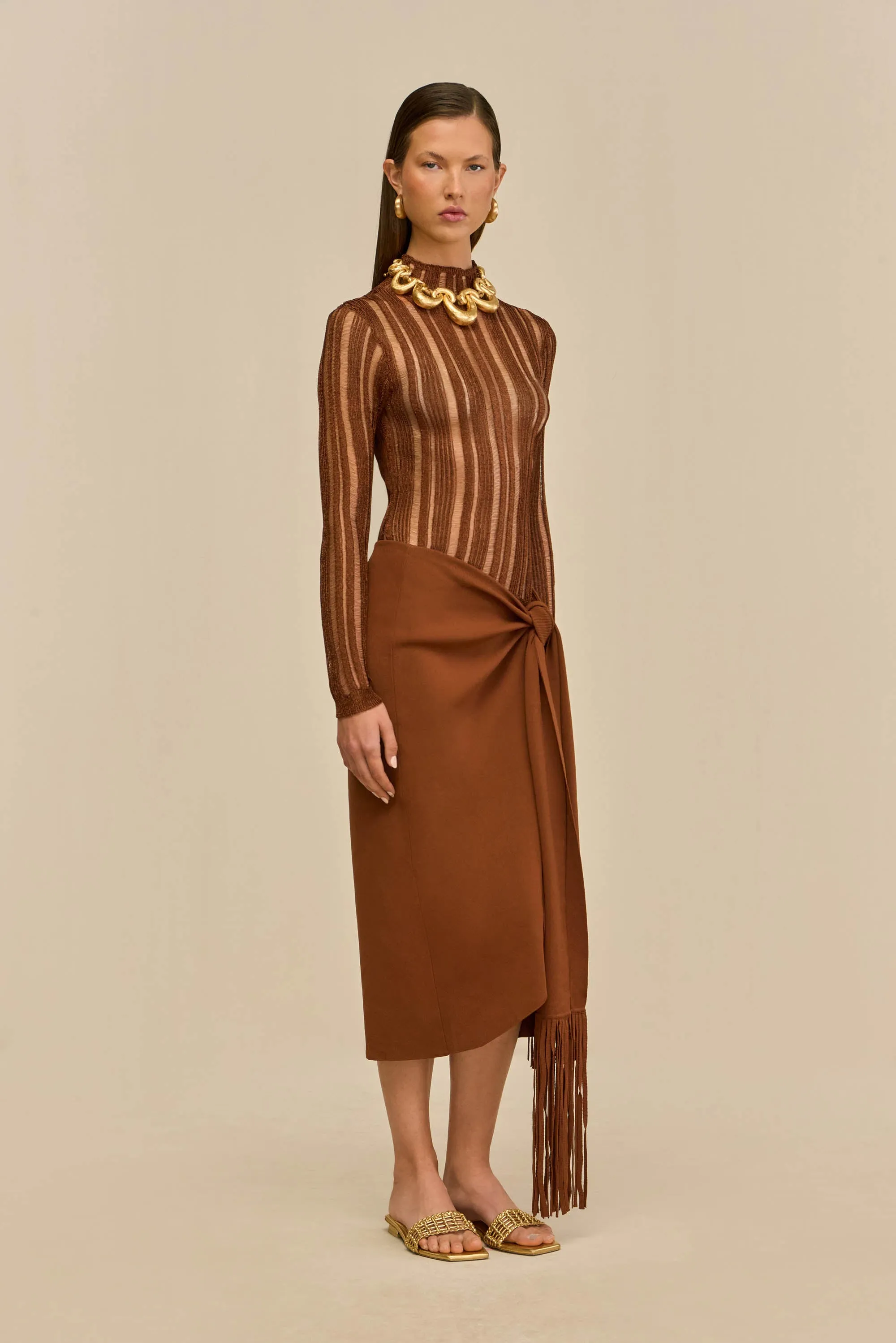 KYLA KNIT TOP - SADDLE sold by Cult Gaia product image thumbnail 5