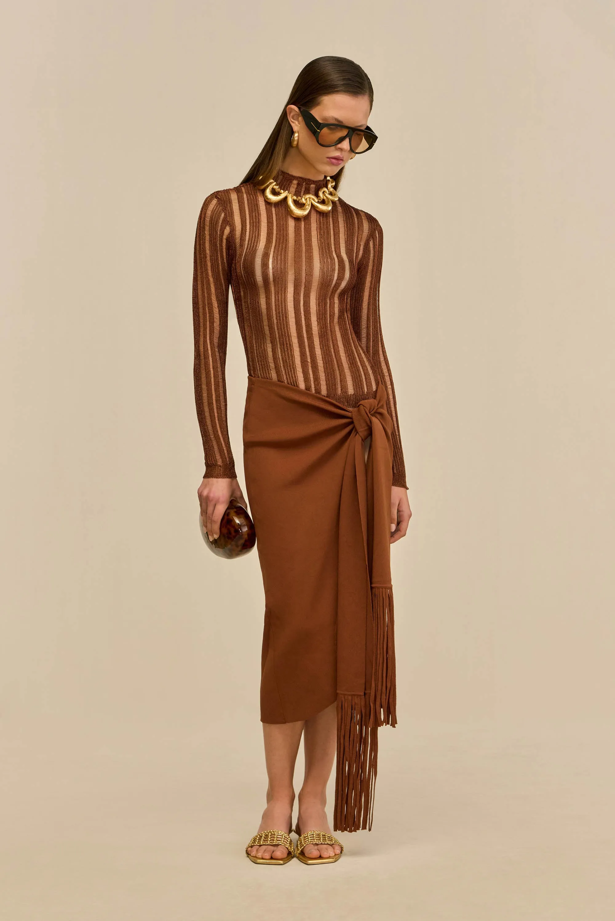 KYLA KNIT TOP - SADDLE sold by Cult Gaia product image thumbnail 4