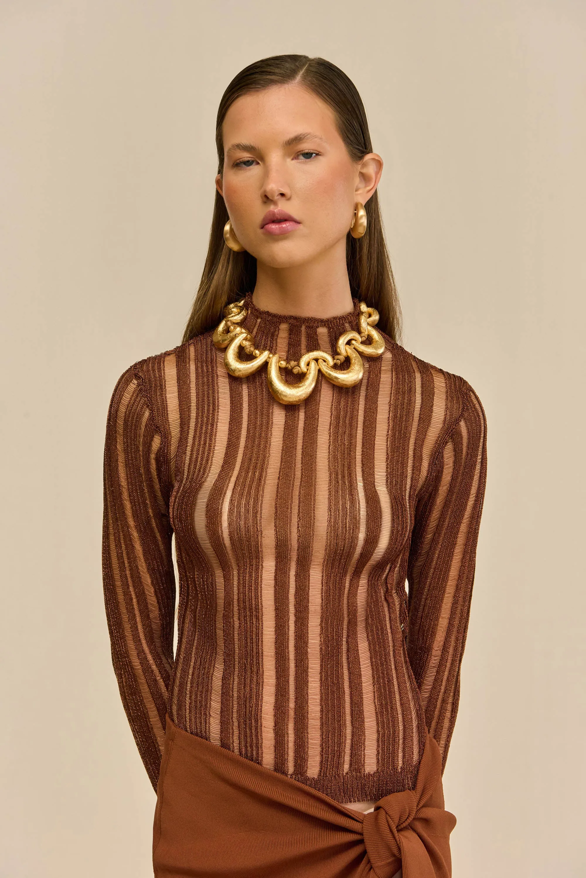 KYLA KNIT TOP - SADDLE sold by Cult Gaia product image thumbnail 3