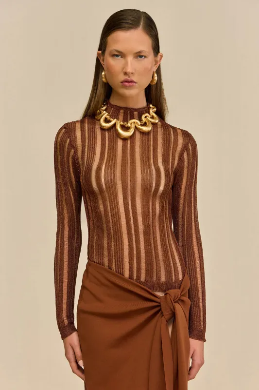 KYLA KNIT TOP - SADDLE sold by Cult Gaia