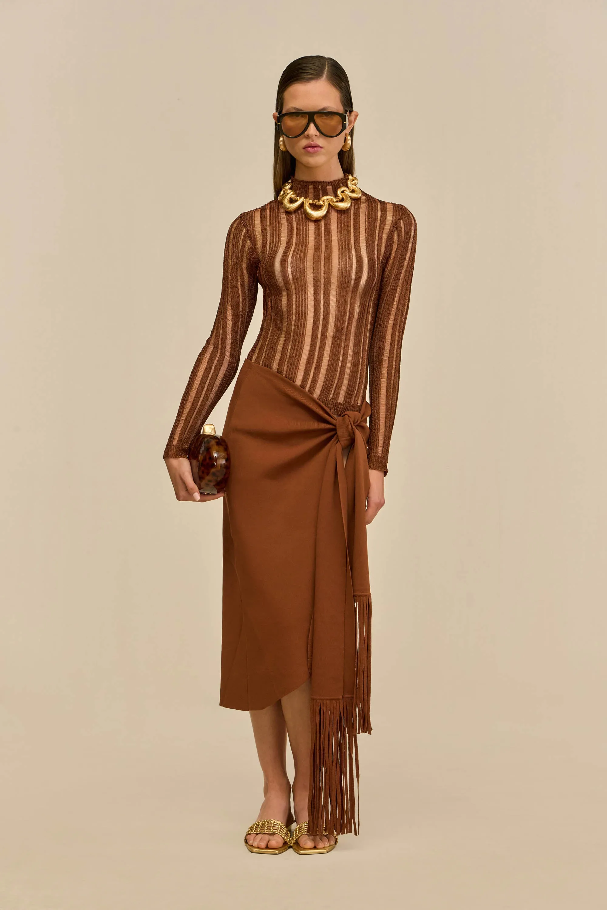 KYLA KNIT TOP - SADDLE sold by Cult Gaia product image thumbnail 2