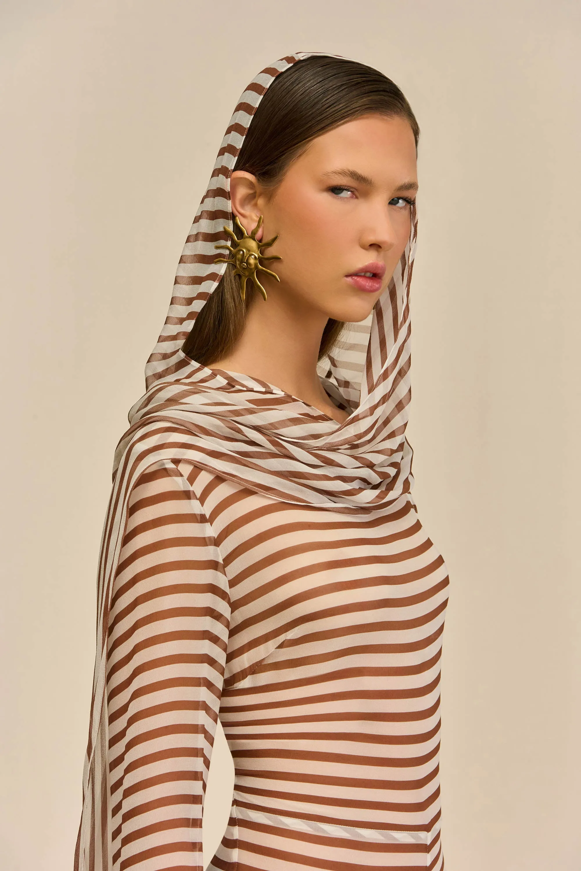 LAKELYN COVERUP JUMPSUIT - SMALL SADDLE STRIPE sold by Cult Gaia product image thumbnail 3