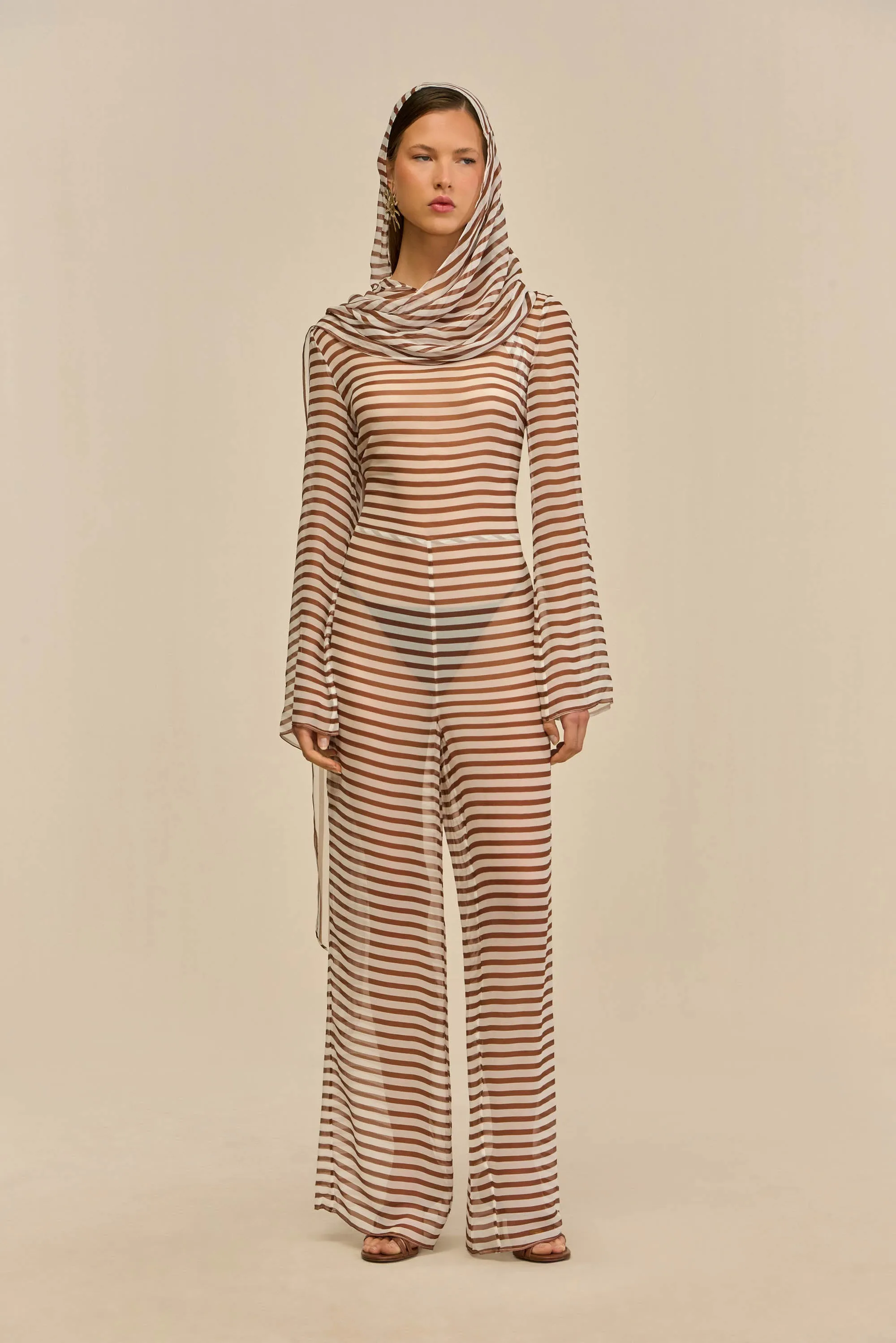 LAKELYN COVERUP JUMPSUIT - SMALL SADDLE STRIPE sold by Cult Gaia product image thumbnail 4