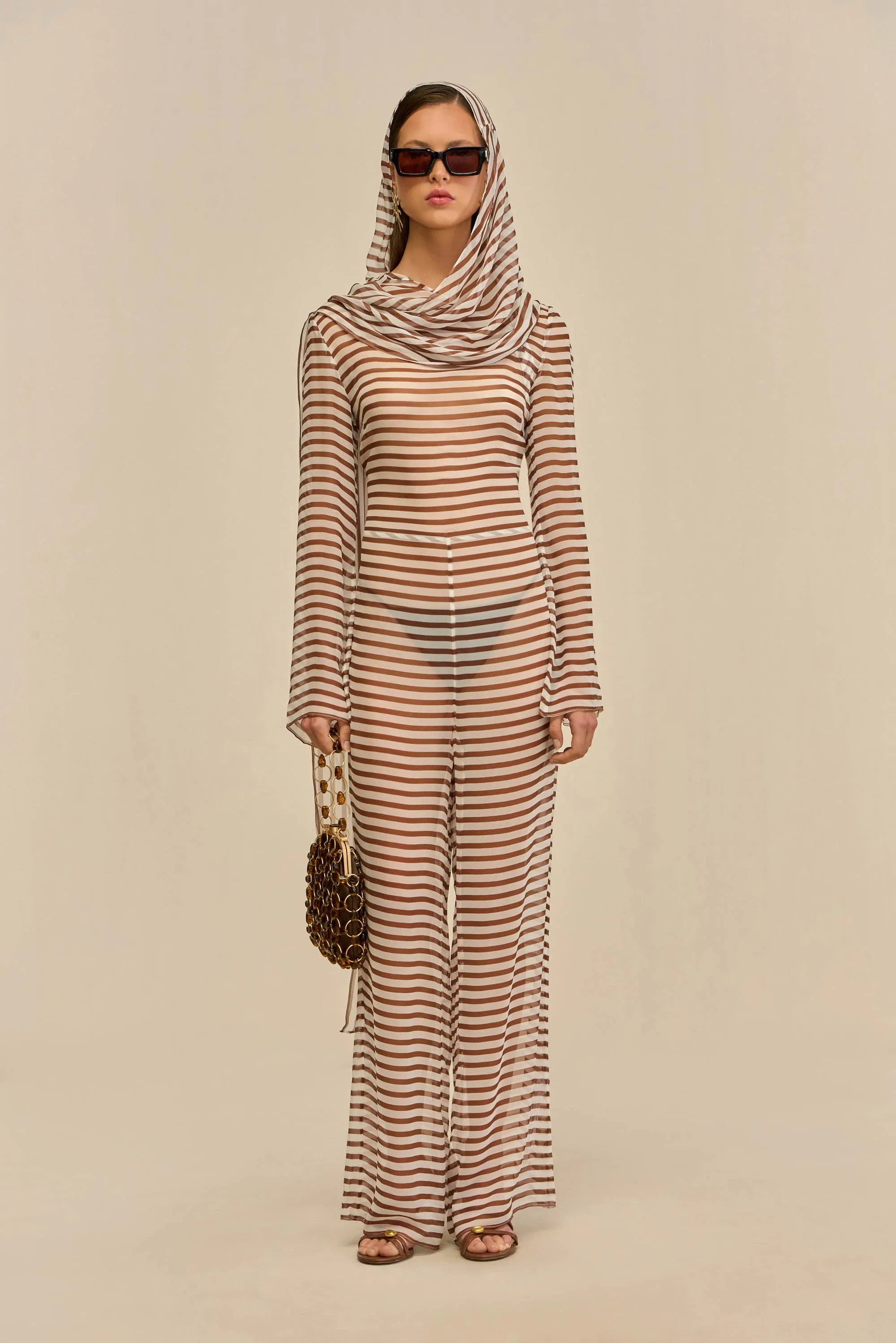 LAKELYN COVERUP JUMPSUIT - SMALL SADDLE STRIPE sold by Cult Gaia product image thumbnail 2