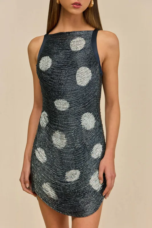 MADISON DRESS - LARGE DOT DEEP LAKE sold by Cult Gaia