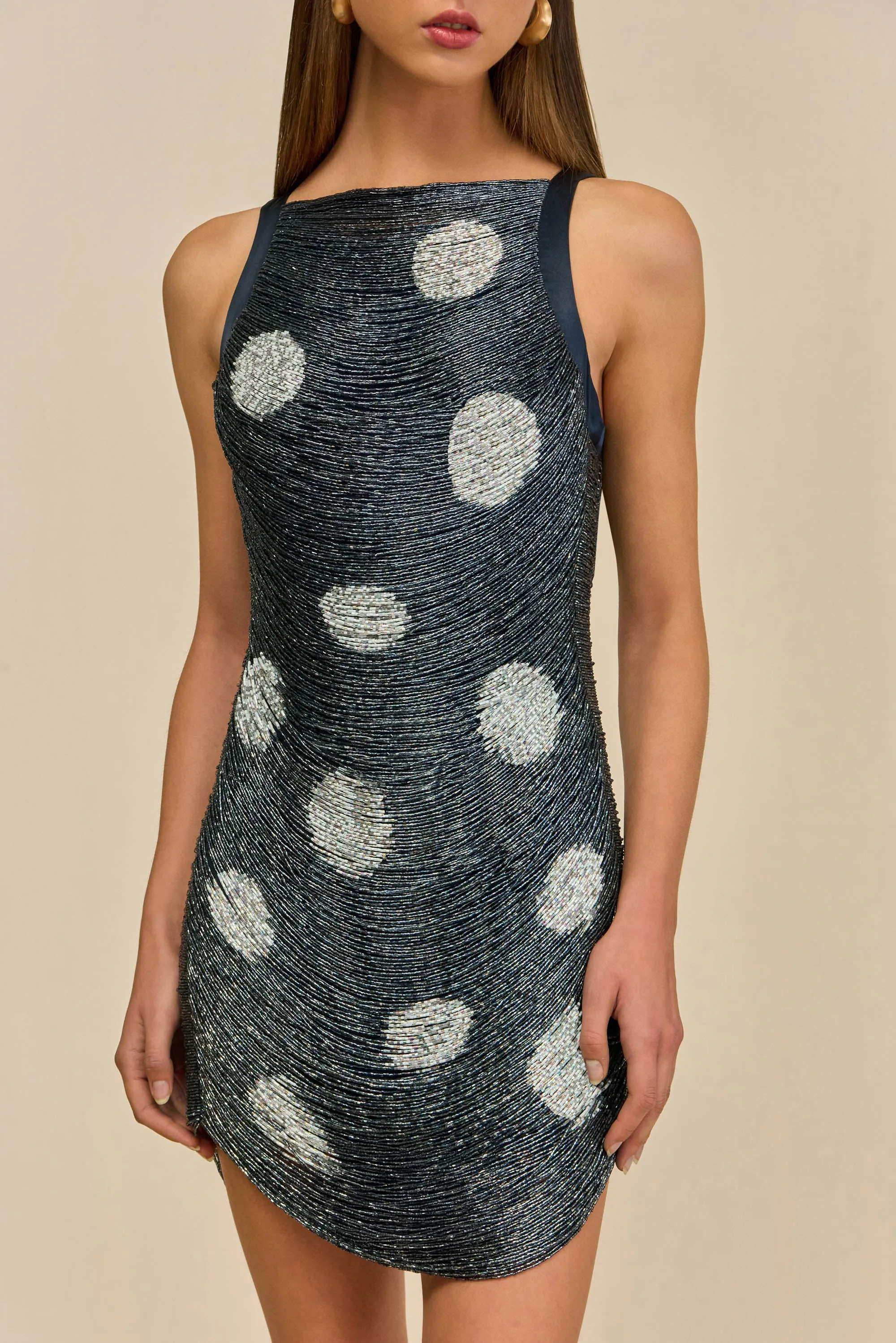 MADISON DRESS - LARGE DOT DEEP LAKE sold by Cult Gaia