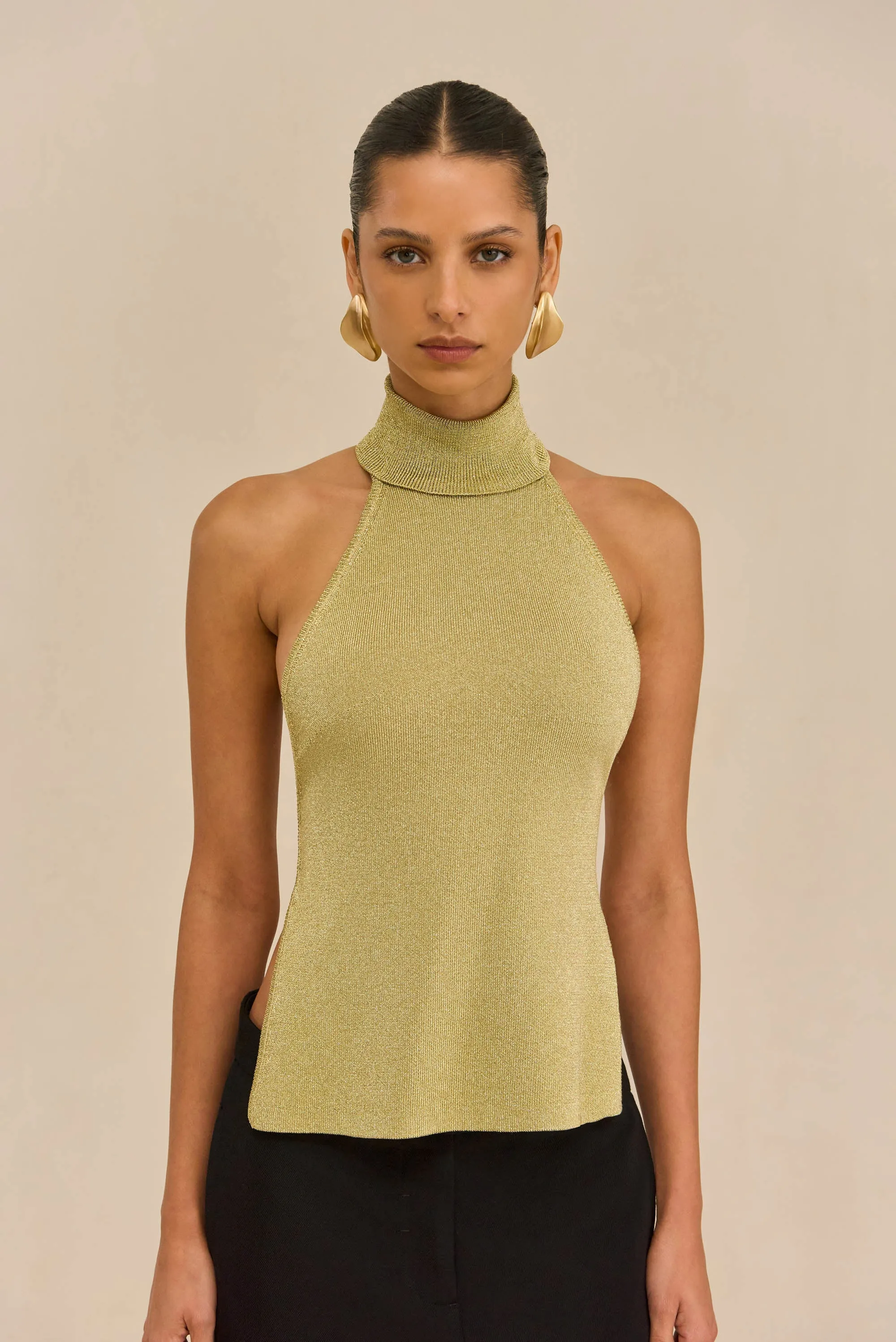WAKE KNIT TOP - GOLD sold by Cult Gaia product image thumbnail 3