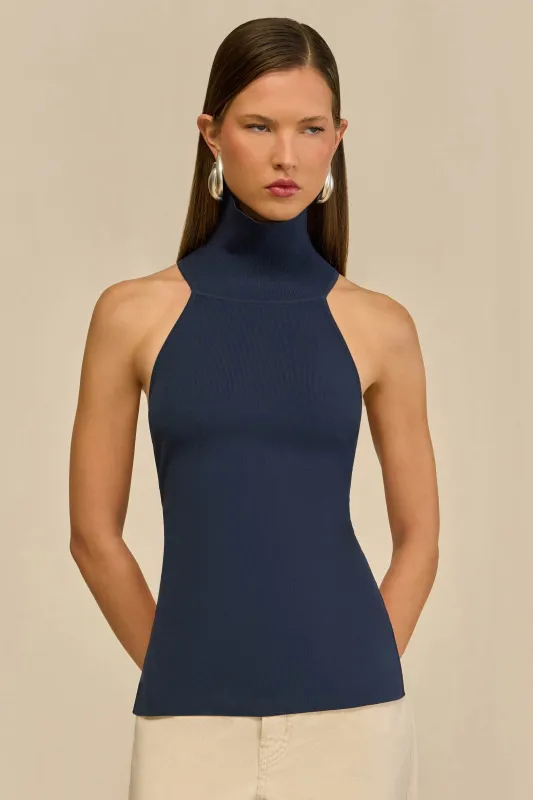 WAKE KNIT TOP - DEEP LAKE sold by Cult Gaia