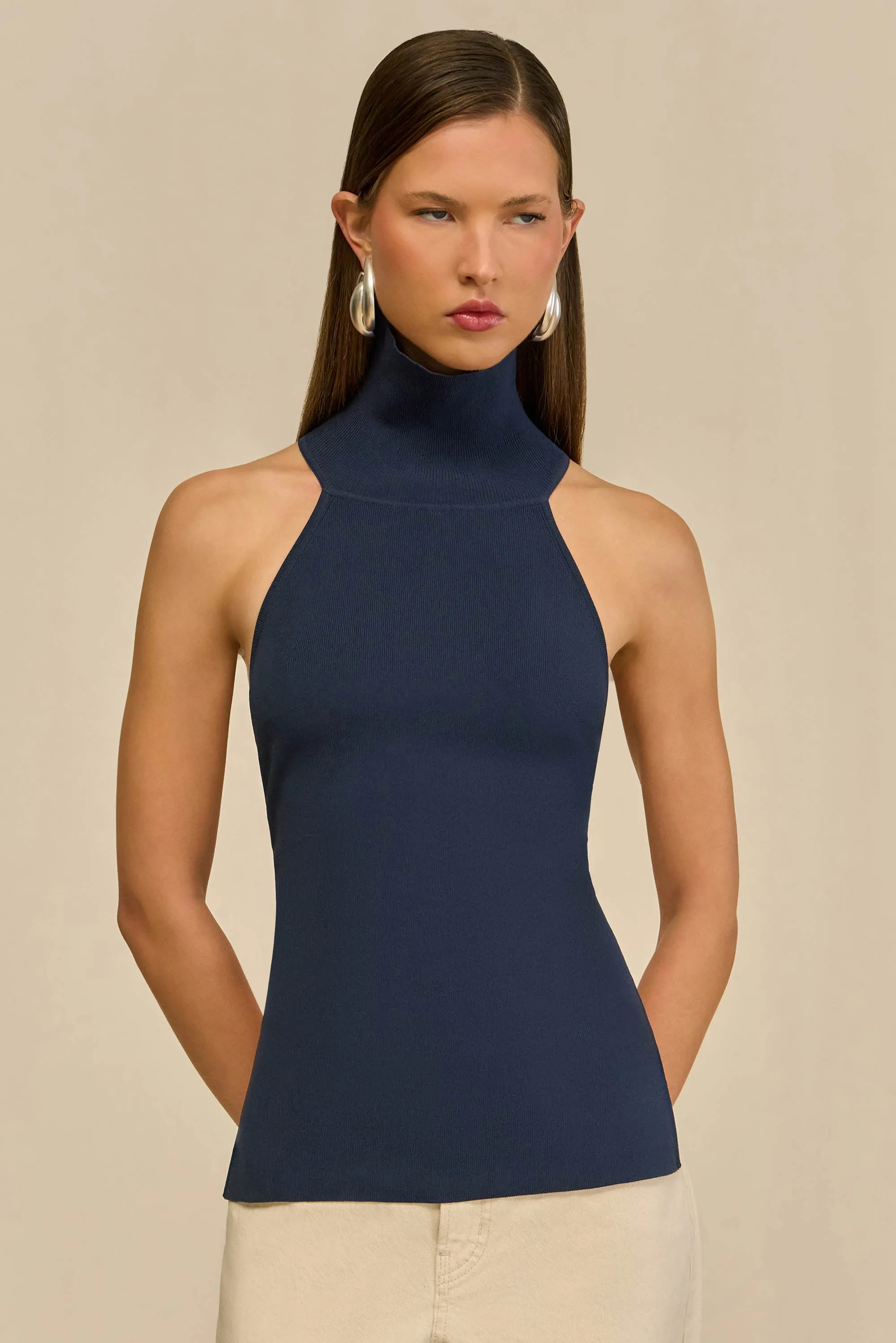 WAKE KNIT TOP - DEEP LAKE sold by Cult Gaia