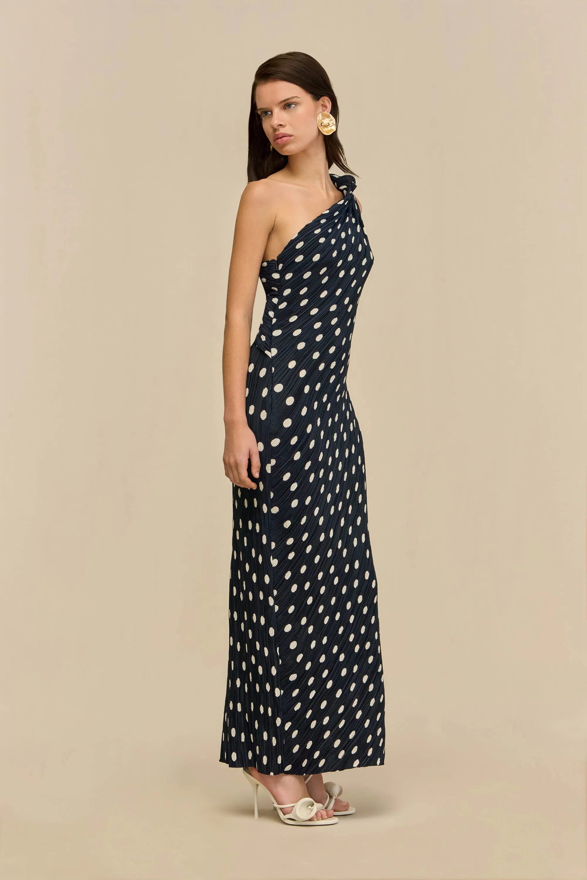 TERRE DRESS - SMALL DOT DEEP LAKE sold by Cult Gaia product image thumbnail 4