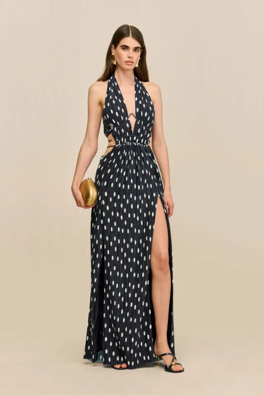 AASHVI GOWN - SMALL DOT DEEP LAKE sold by Cult Gaia