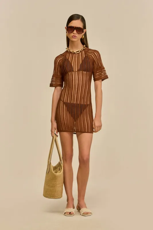 RURU KNIT COVERUP DRESS - SADDLE sold by Cult Gaia