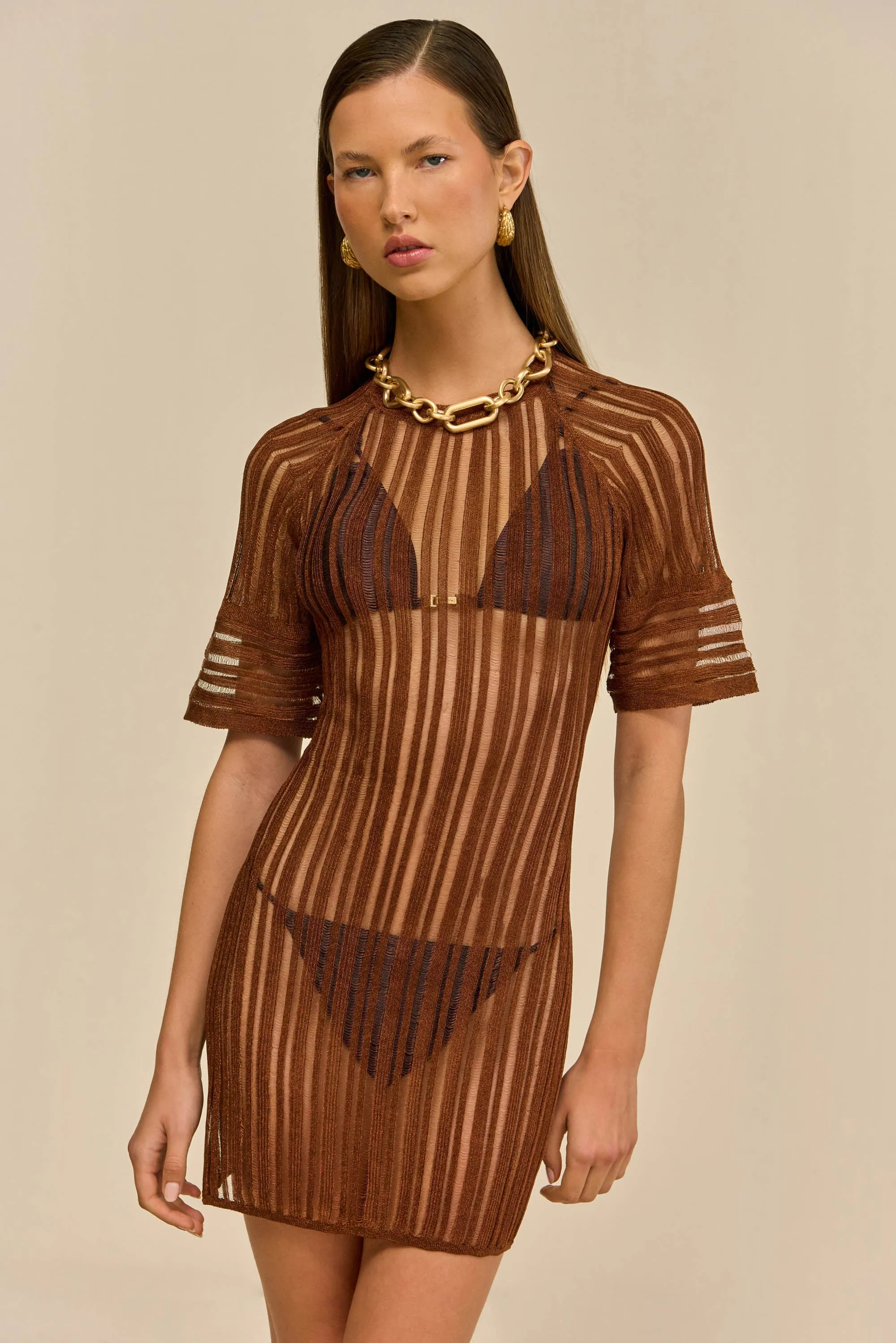 RURU KNIT COVERUP DRESS - SADDLE sold by Cult Gaia product image thumbnail 2