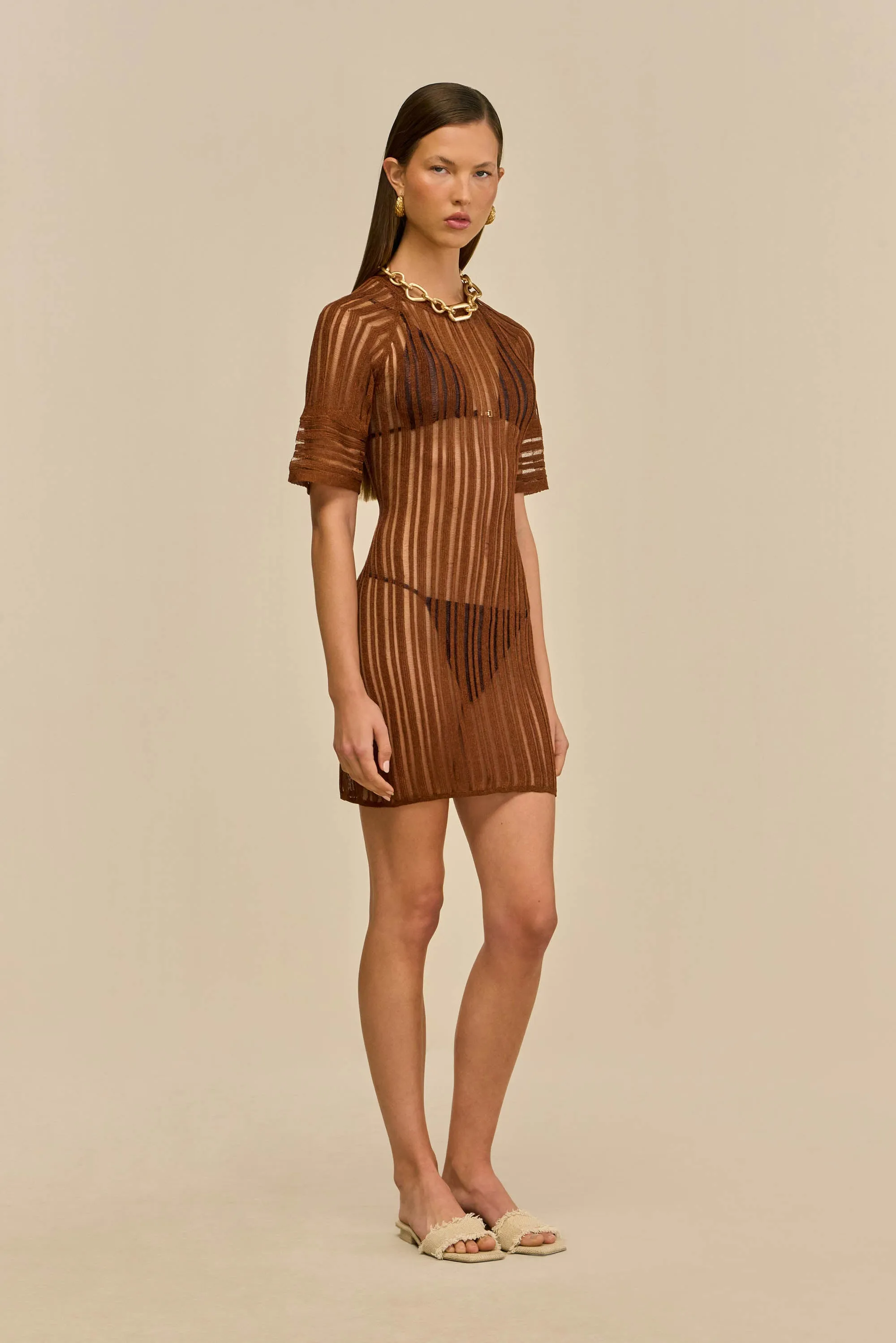 RURU KNIT COVERUP DRESS - SADDLE sold by Cult Gaia product image thumbnail 3