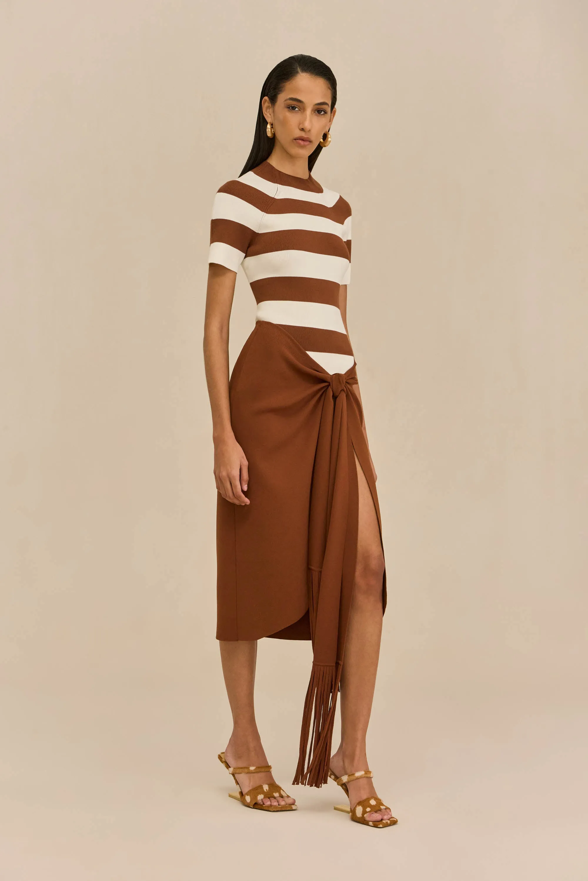 OLYA KNIT TOP - LARGE SADDLE STRIPE sold by Cult Gaia product image thumbnail 5