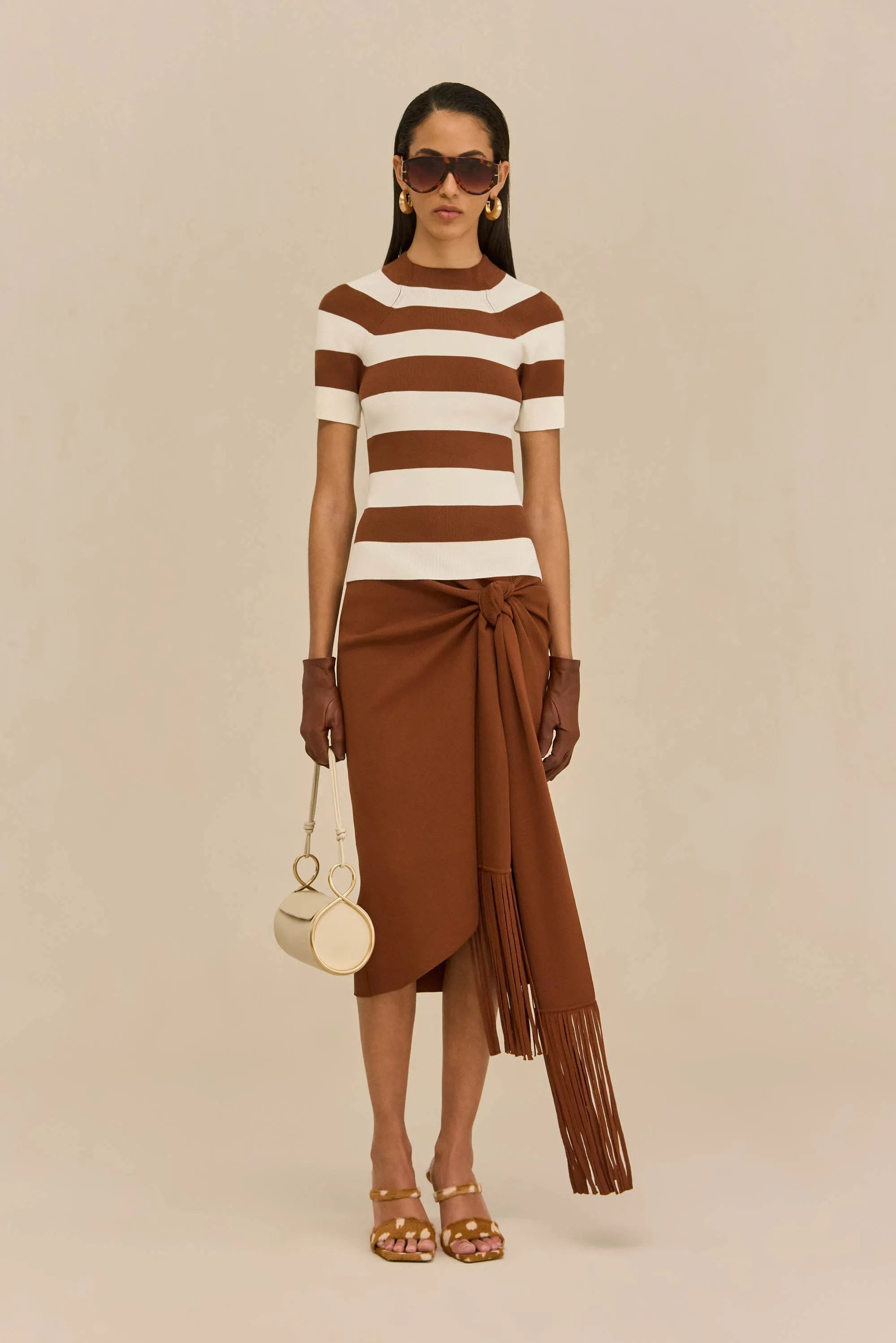 OLYA KNIT TOP - LARGE SADDLE STRIPE sold by Cult Gaia product image thumbnail 4