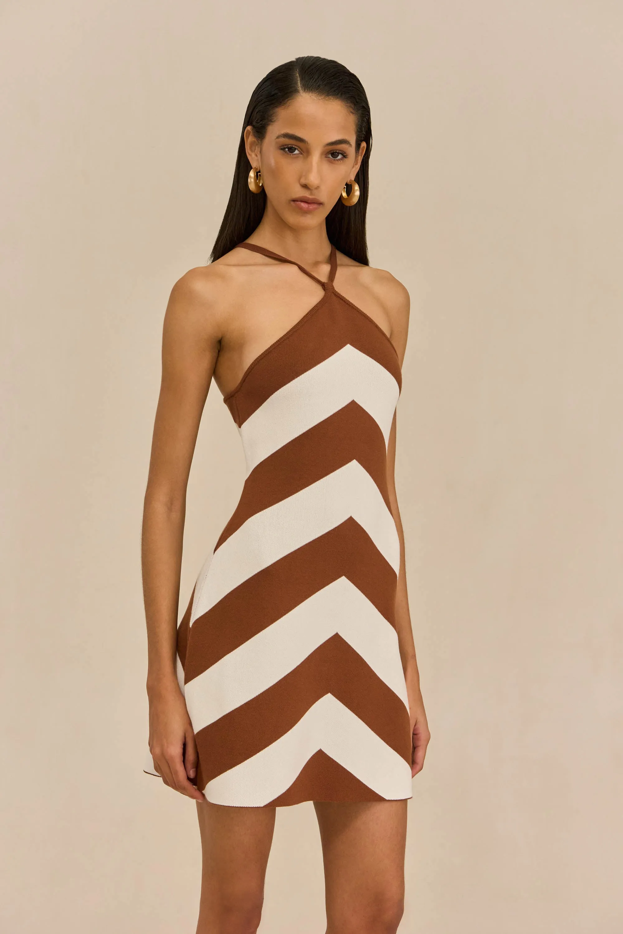 NELSON KNIT DRESS - LARGE SADDLE STRIPE sold by Cult Gaia