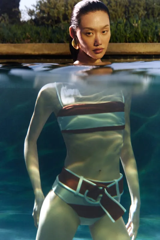 ESTRELLA BIKINI TOP - LARGE SADDLE STRIPE sold by Cult Gaia