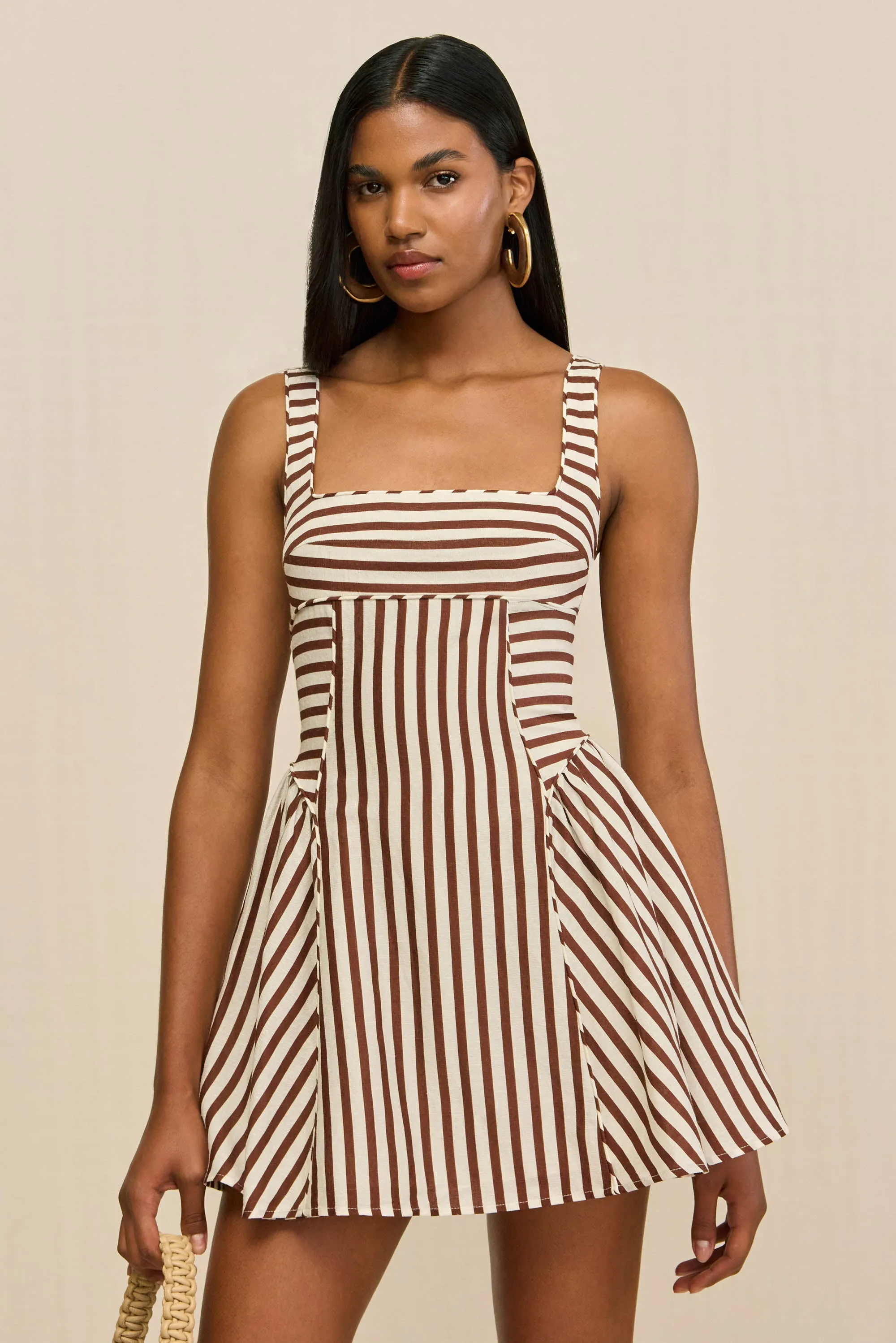 BANKS DRESS - SMALL SADDLE STRIPE sold by Cult Gaia product image thumbnail 3