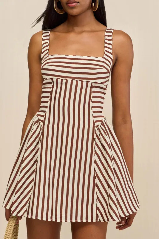 BANKS DRESS - SMALL SADDLE STRIPE sold by Cult Gaia