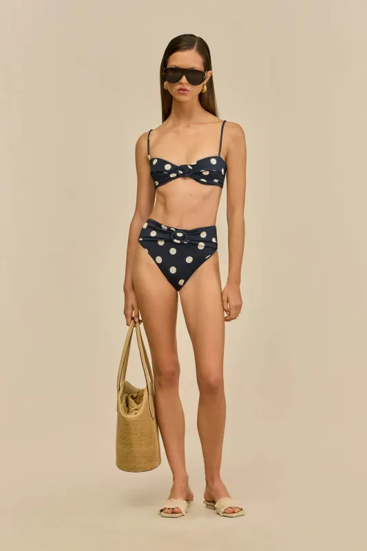 ALOUETTE BIKINI BOTTOM - SMALL DOT DEEP LAKE sold by Cult Gaia